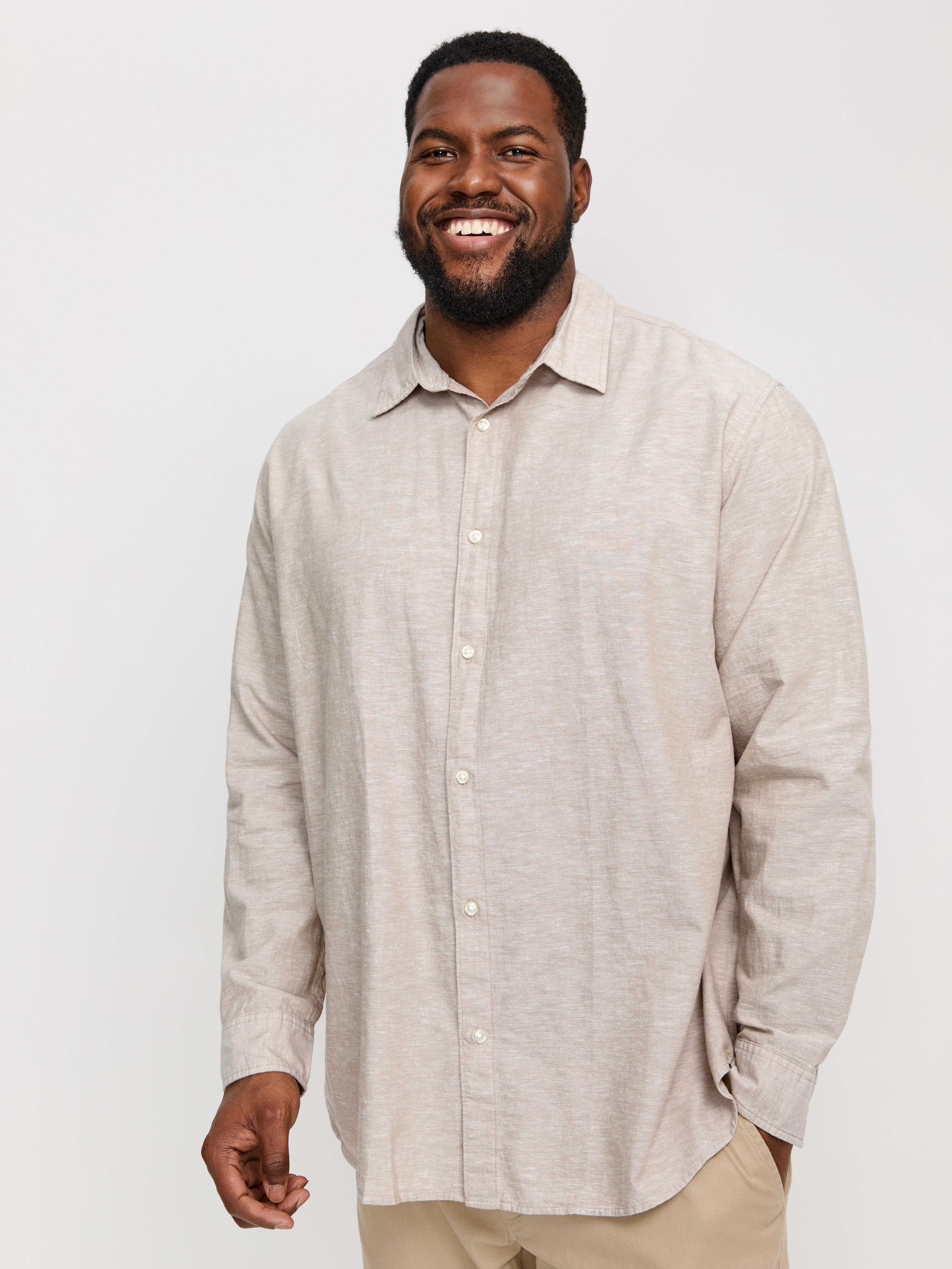 Jack & Jones PlusSize Langarmhemd JJEBREEZE SHIRT LS SN PLS mit Hemdkragen