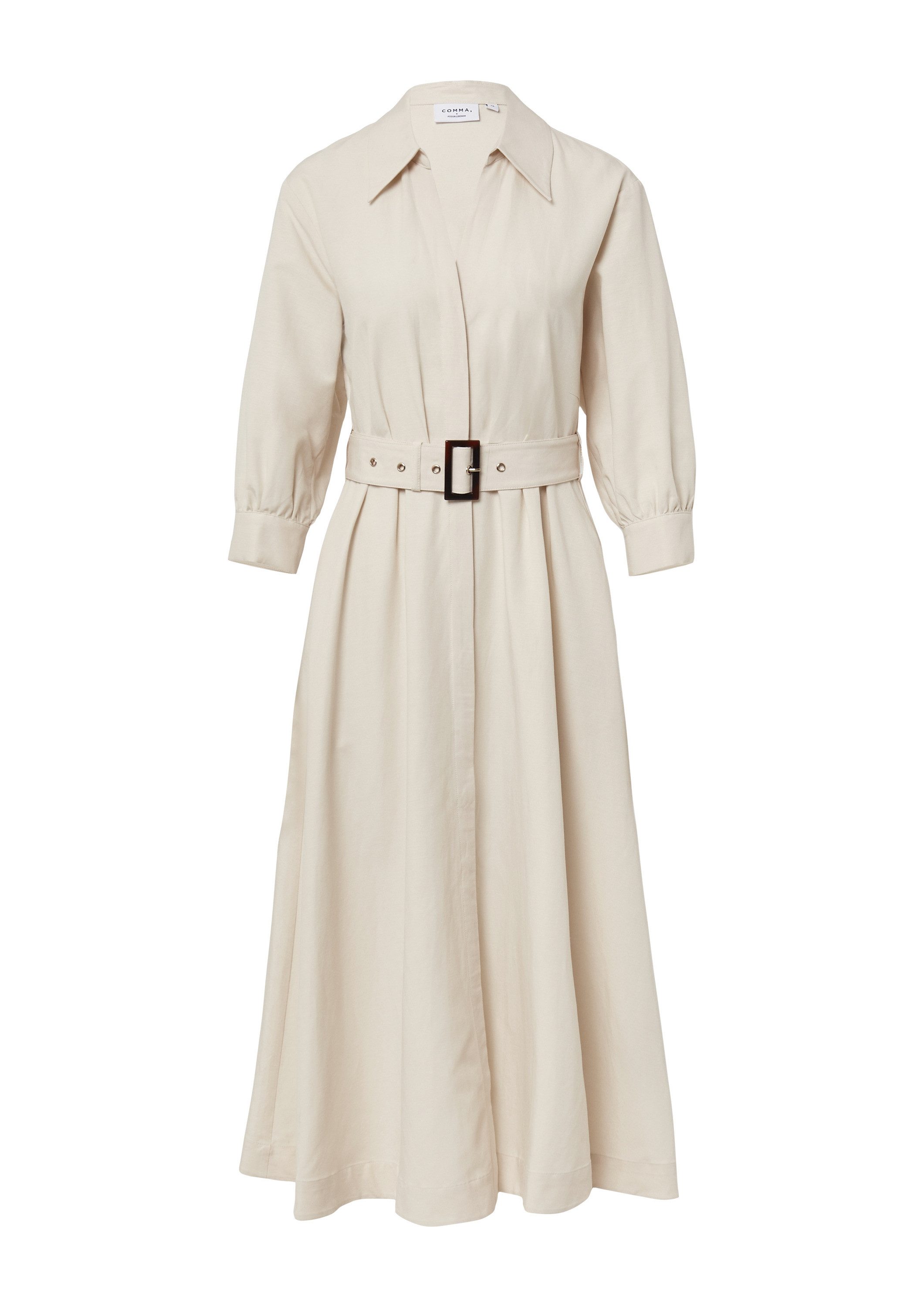 comma Midikleid Kleid Hemdblusenkleid aus Leinenmix mit Bindegürtel, comma günstig online kaufen