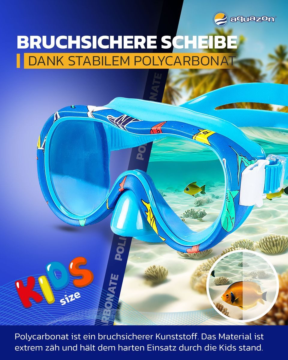 AQUAZON Taucherbrille KIDS, Schnorchelbrille für Kinder 3-7 Jahre