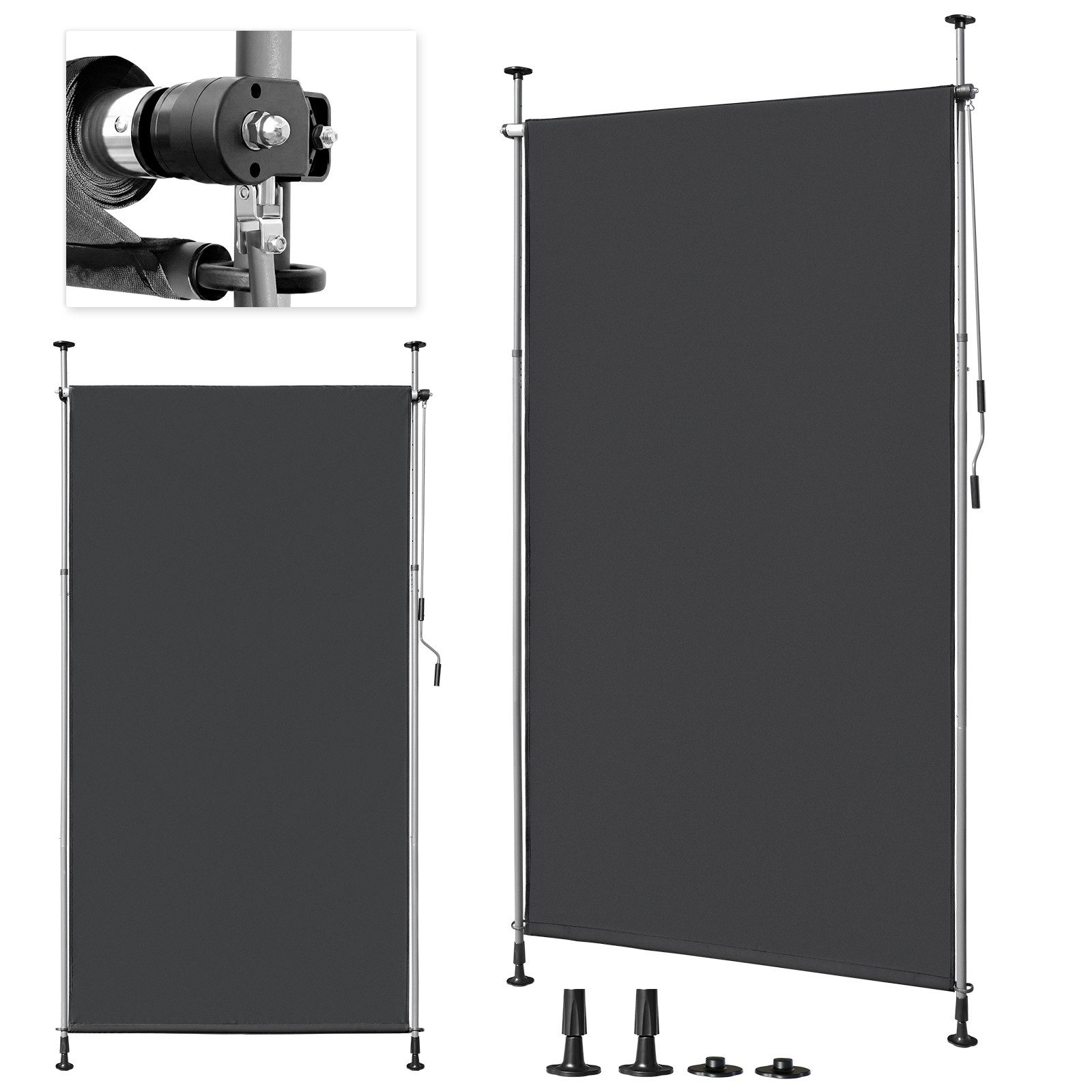 LALAHO Senkrechtmarkise Klemmmarkise Außen Balkon Sonnenschutz Klemm-Markisen Sichtschutzrollo Terrasse Garten Wetterfest mit Handkurbel