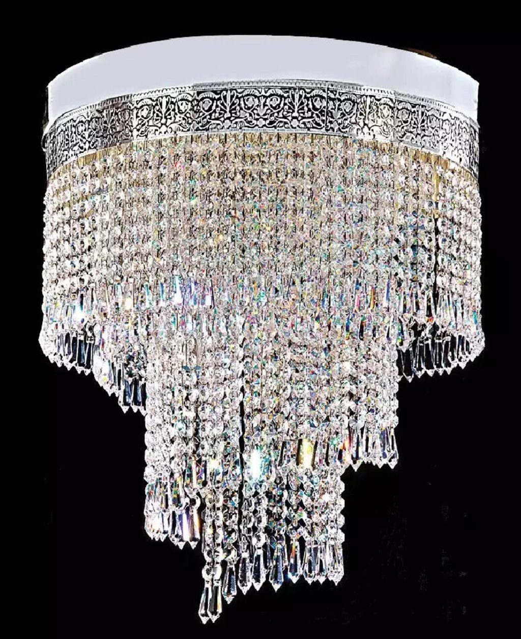JVmoebel Deckenleuchte Lüster Deckenleuchter Silber Kronleuchter Deckenlampe Kristall Lampe, Made in Europa