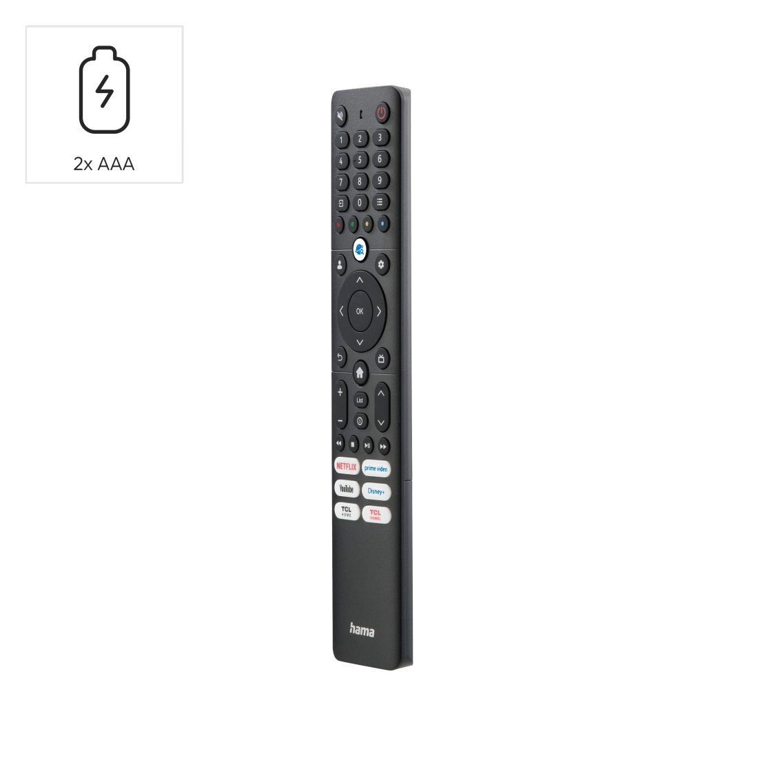 Hama TV-Ersatzfernbedienung für TCL-Fernseher mit Lernfunktion Universal-Fernbedienung (Lernmodus, 6 Streaming Tasten, Easy Mode, 10 m Reichweite)