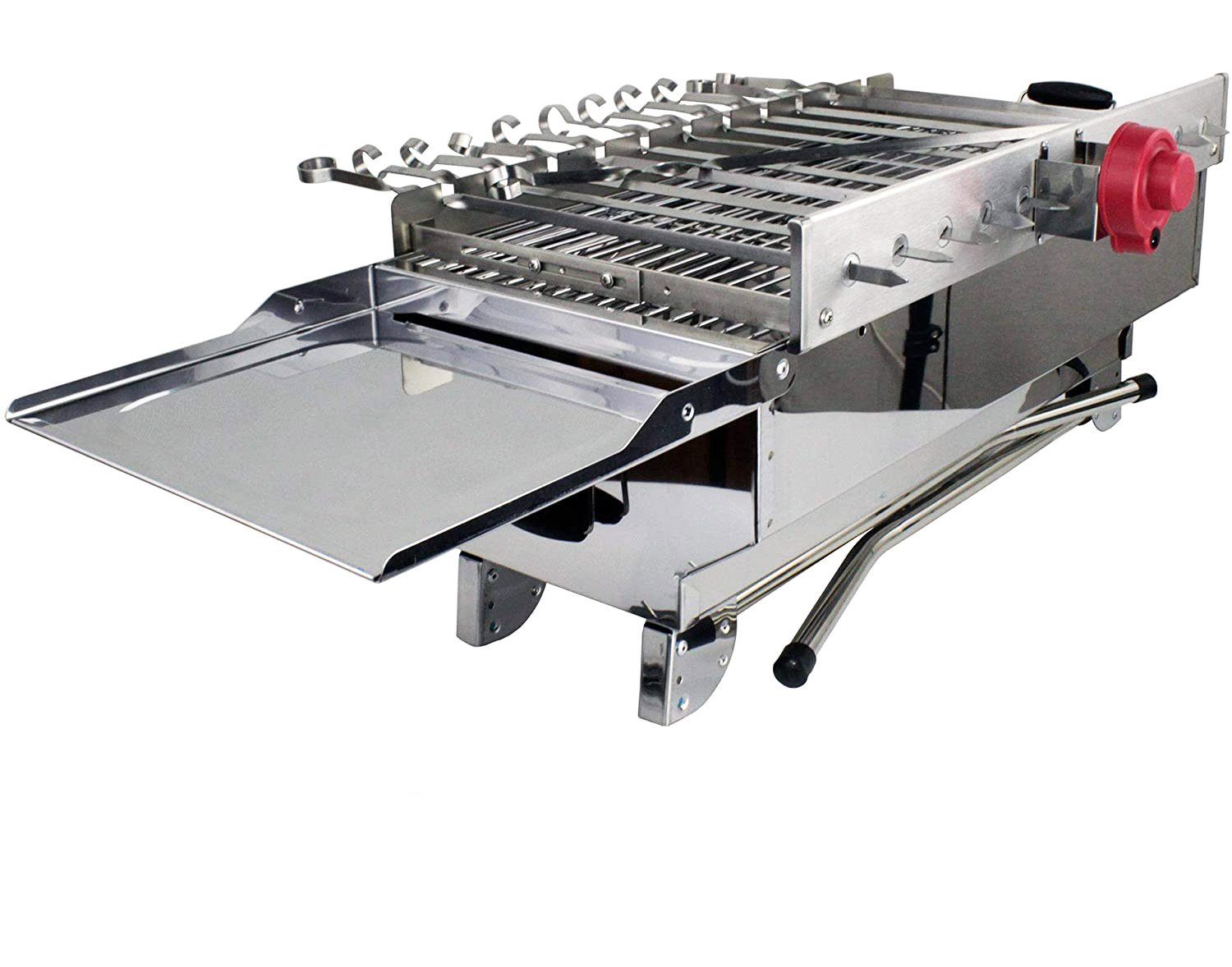 Renschler Line Holzkohlegrill Edelstahl Holzkohle-Grill, Grillaufsatz für 11x Spieße, H 75 x B 33,5 x L 60,5 cm