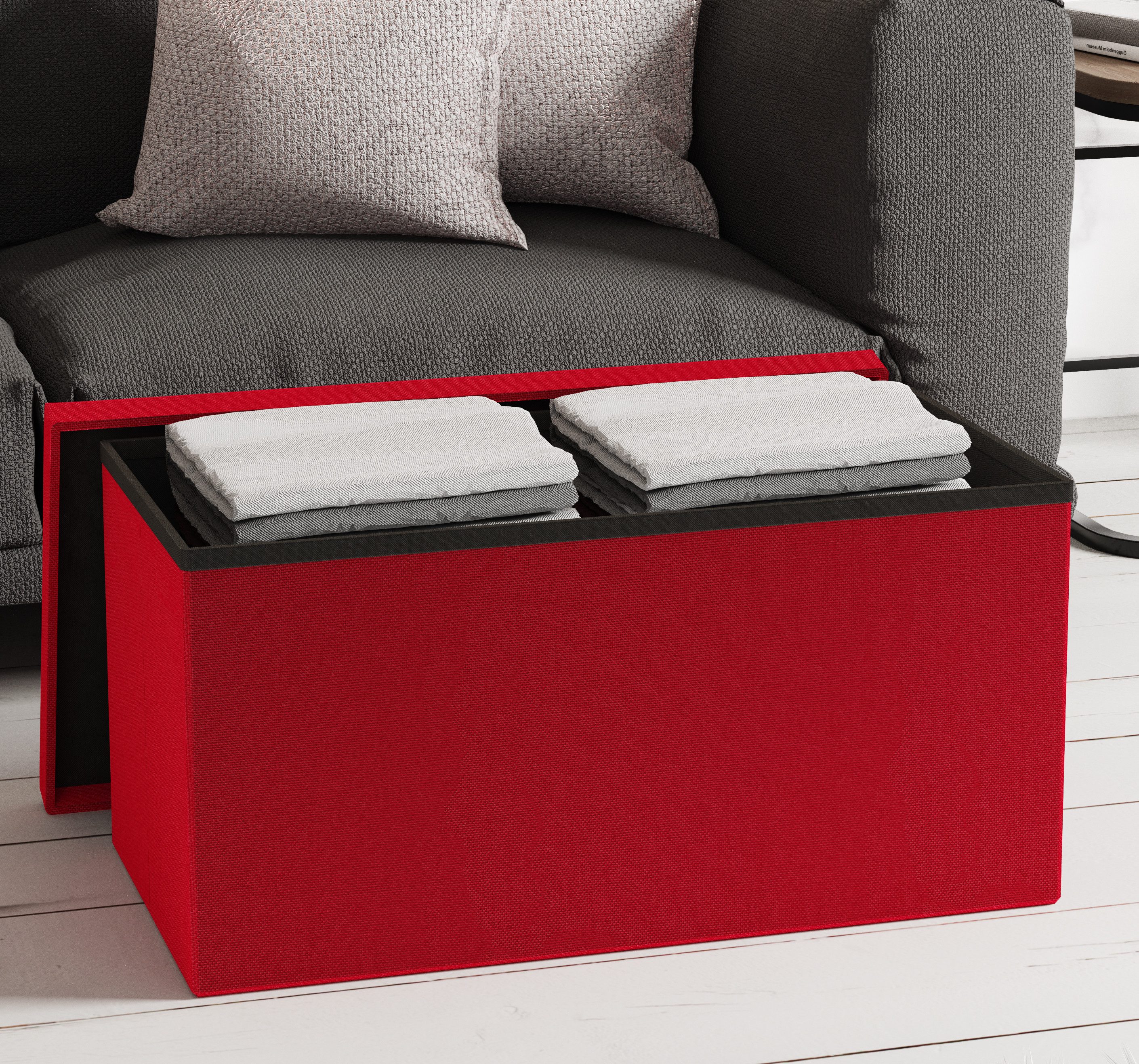 VCM Schuhbank Boxas B. 76 x T. 38 x H. 38 cm, Stoff-Sitztruhe, Kiste für flexiblen Einsatz in allen Wohnräumen – Bild 4 von 5