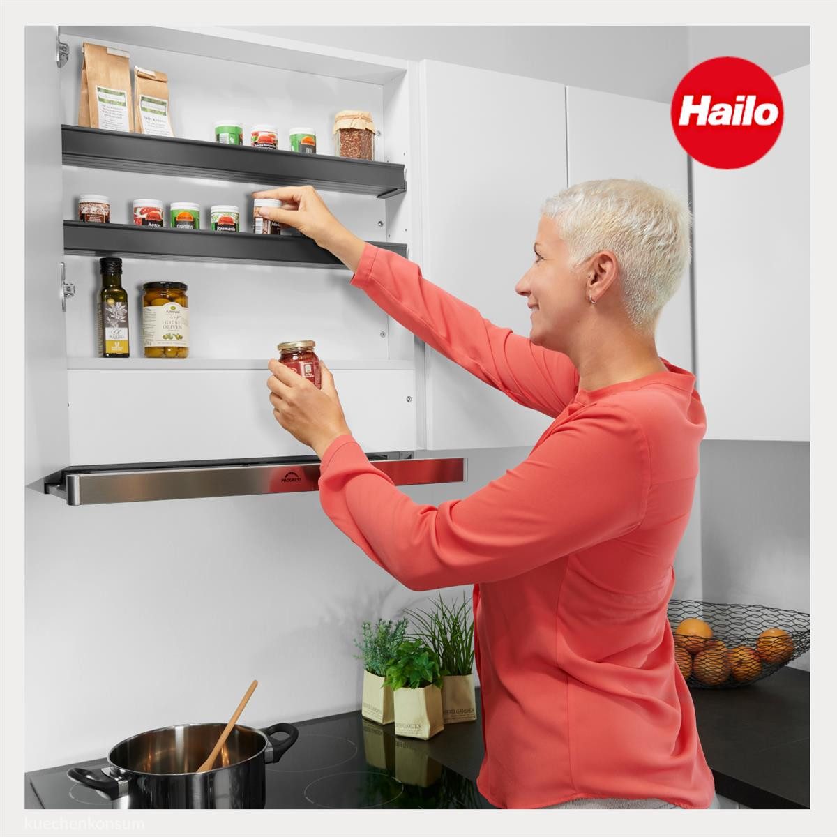 Hailo Küchenorganizer-Set Hailo Flachdunstregal 3981651 Paar 60 cm dunkelgrau 16-19 mm – Bild 5 von 5