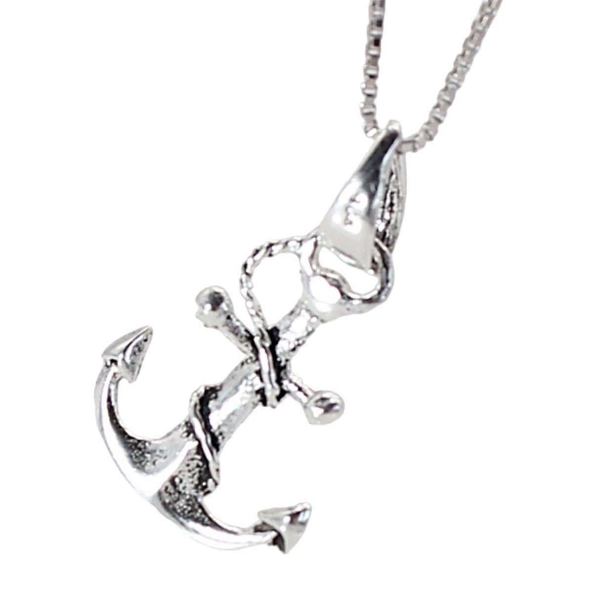 ELLAWIL Silberkette maritime Kette Seemannsanker mit Seetau Anhänger Anker Strand & Meer (GESCHENKIDEE, Kettenlänge 45 cm, Sterlingsilber 925), inklusive Geschenkschachtel