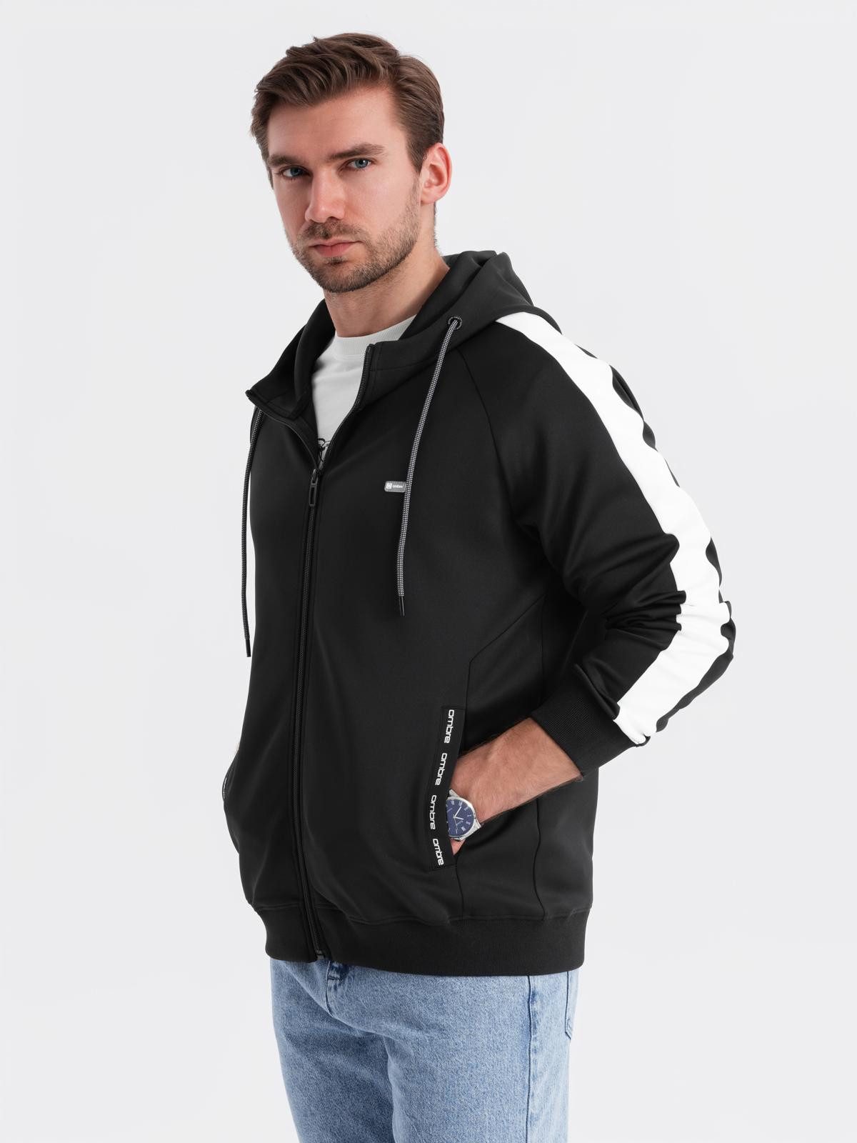 OMBRE Sweatjacke Herren-Kapuzenpulli mit Reißverschluss und Paspel günstig online kaufen