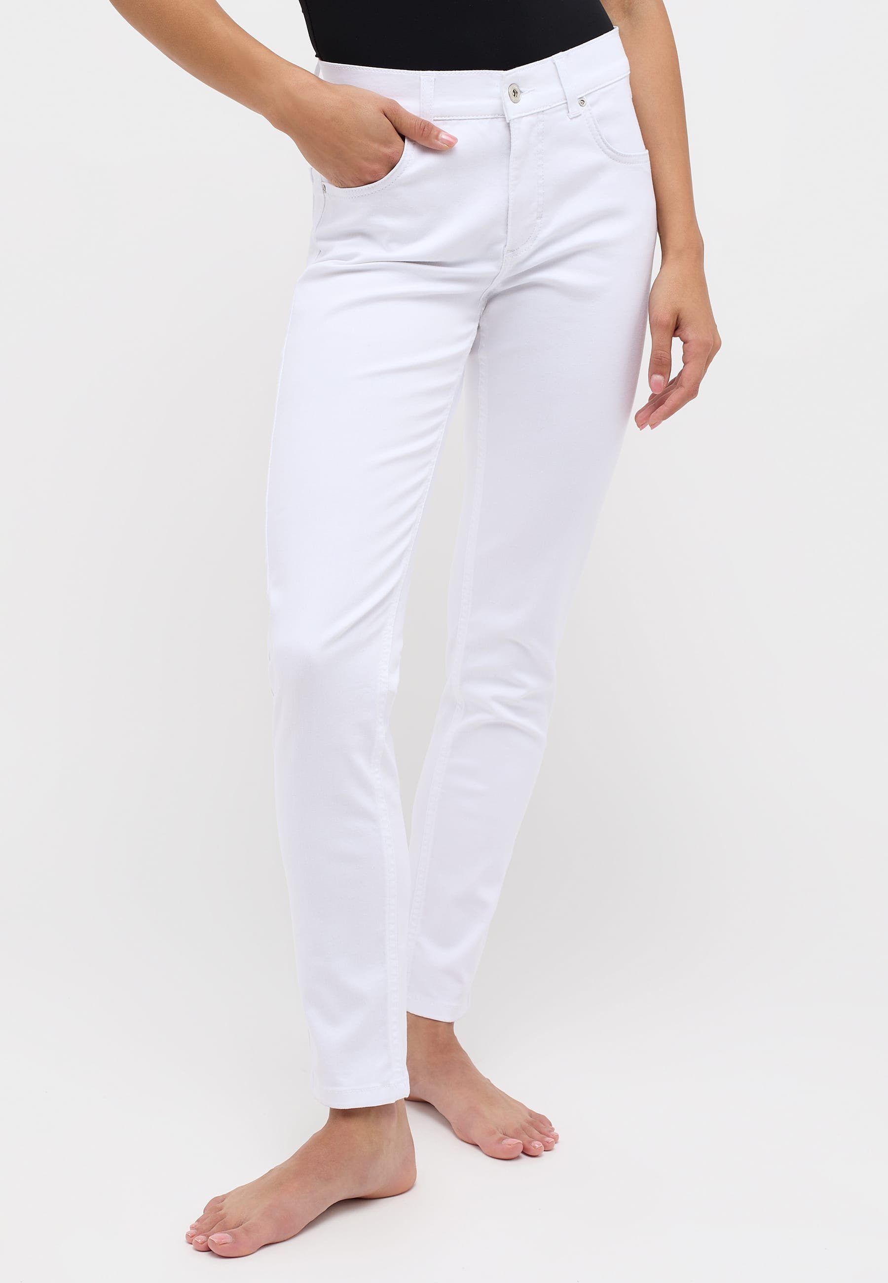 ANGELS Slim-fit-Jeans Jeans Skinny mit Organic Cotton mit Label-Applikationen weiß