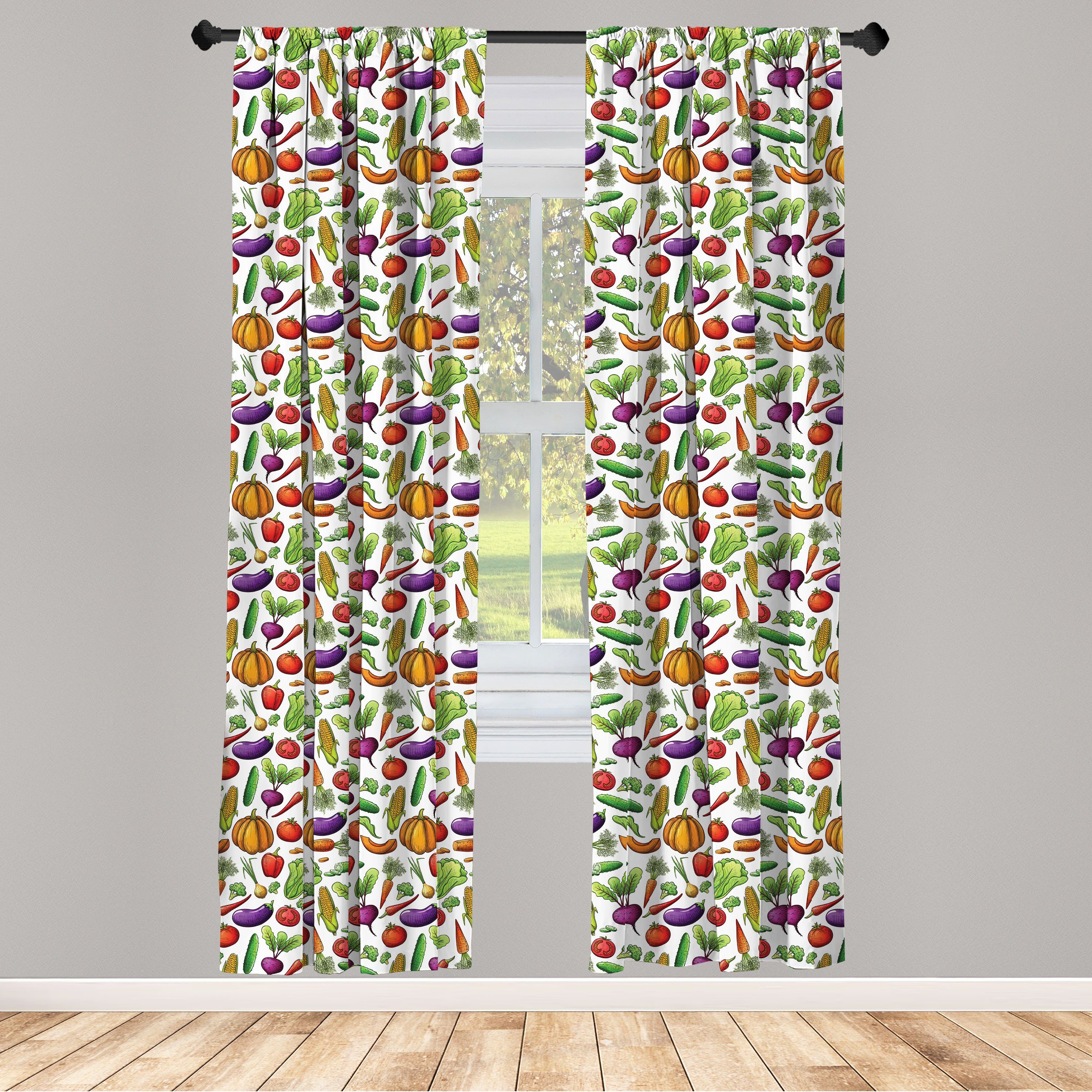 Gardine Vorhang für Wohnzimmer Schlafzimmer Dekor, Abakuhaus, Microfaser, Gemüse Autumn Harvest Theme