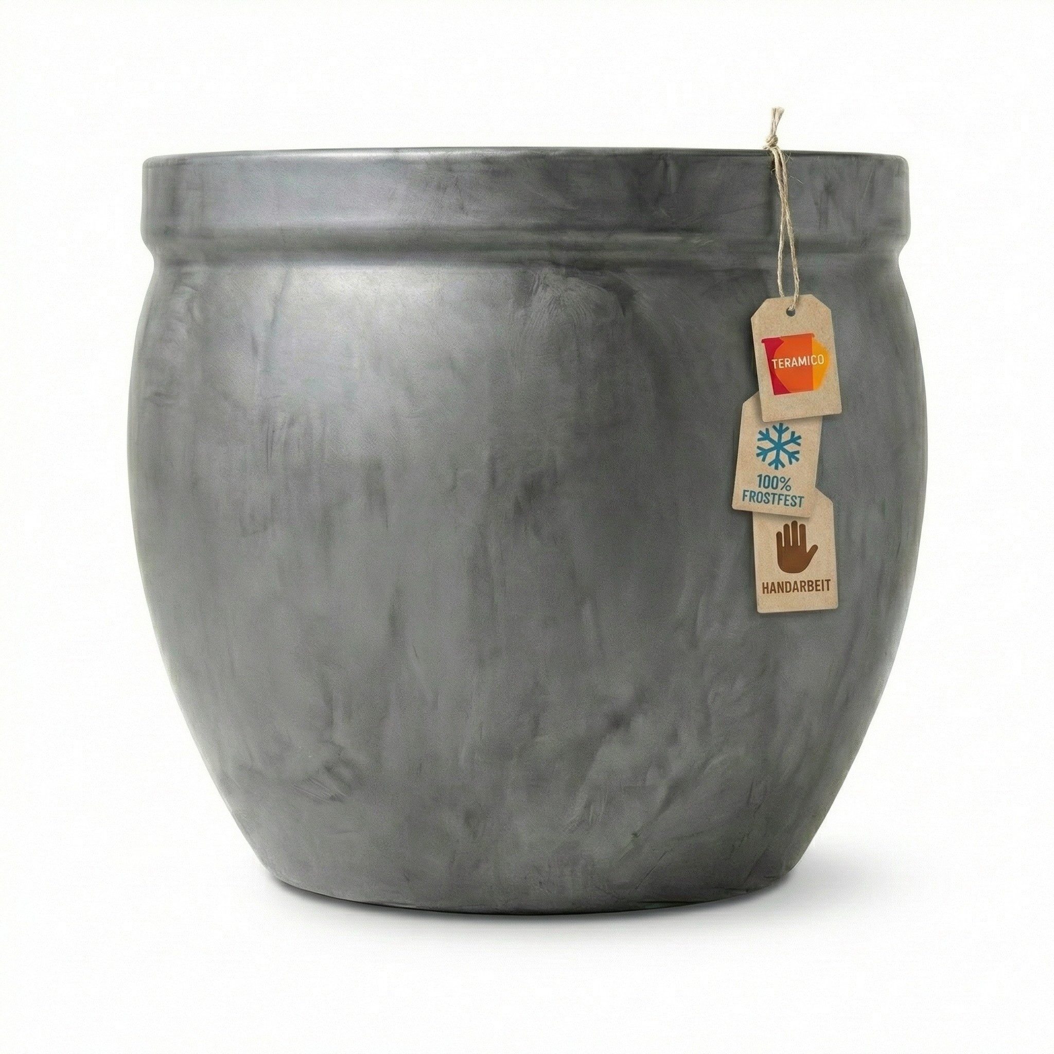 Teramico Blumentopf Keramik Pflanzgefäß "Bavaria-Tall" Anthrazit – Größen (21-37cm) (1 St), Frostfest, UV-Fest