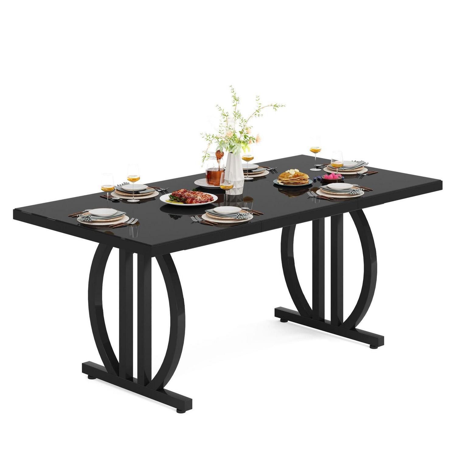 LuxusKollektion Esstisch Esstisch 160x80 cm Schwarz Metallgestell industriell 4-6 Personen (1-St)