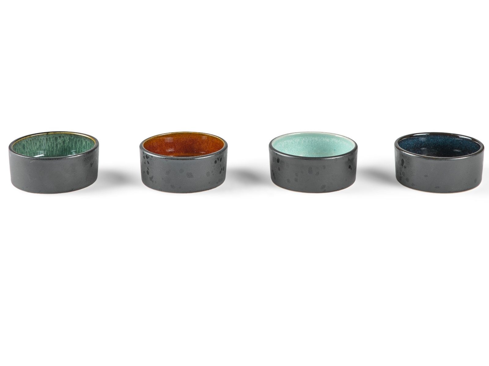 Bitz Geschirr-Set Minischalen Set black/farbig 4tlg., Steinzeug, Minischalenset Steinzeug Schwarz/Amber/Hellblau/Grün/Dunkelb