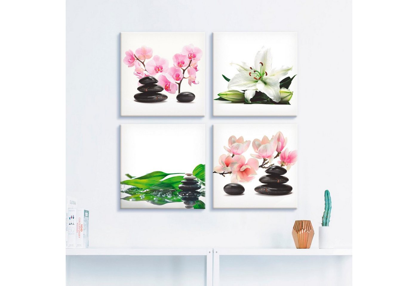 Artland Leinwandbild »Stein Orchidee Lilie Spa Bambus Magnolie«, Zen (4 Stück)-HomeTrends