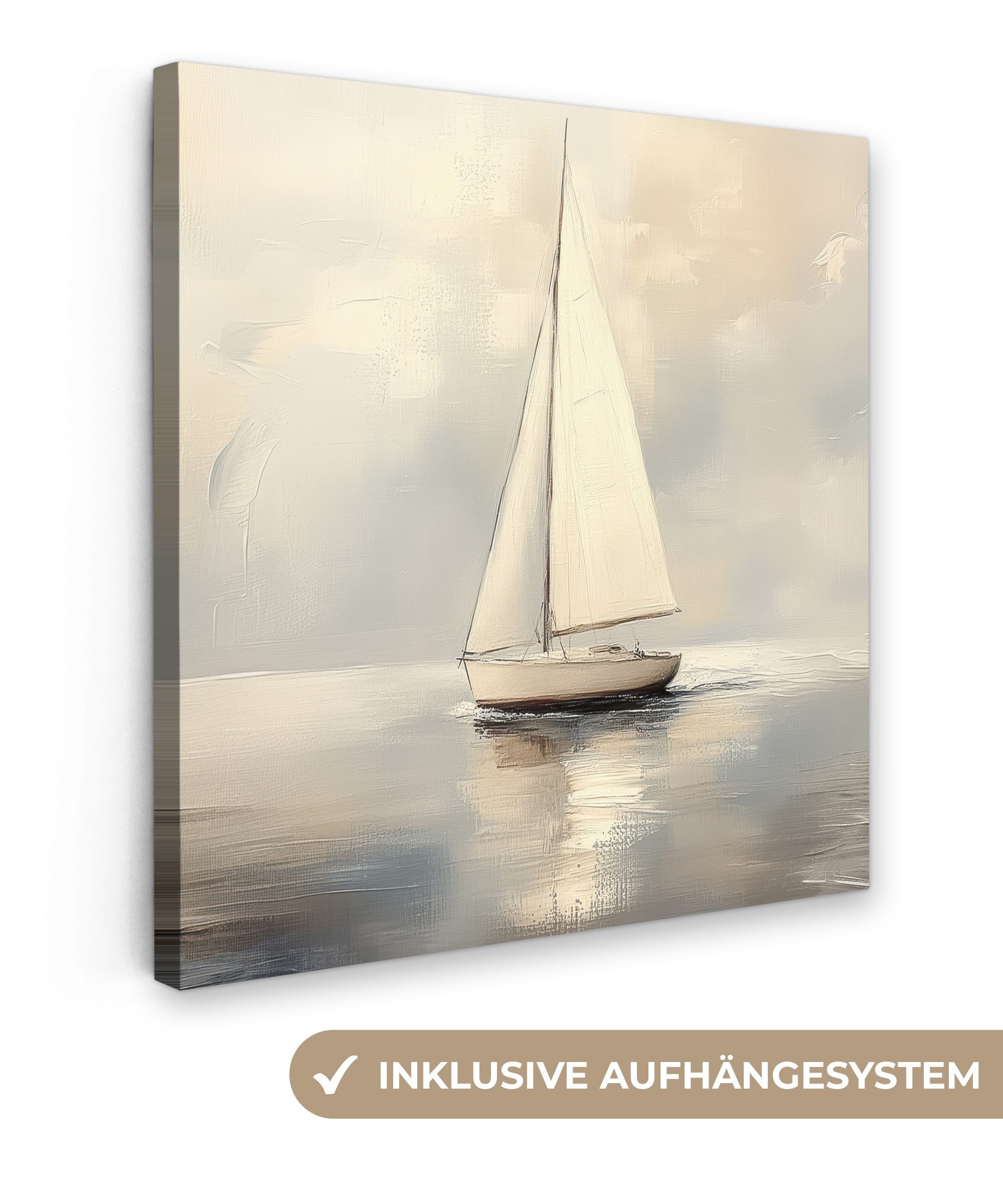 OneMillionCanvasses® Leinwandbild Segelschiff - Meer - Bewölkt, Fotodruck (1 St), Wandbild, Deko Schlafzimmer Wohnzimmer Flur 20x20 cm