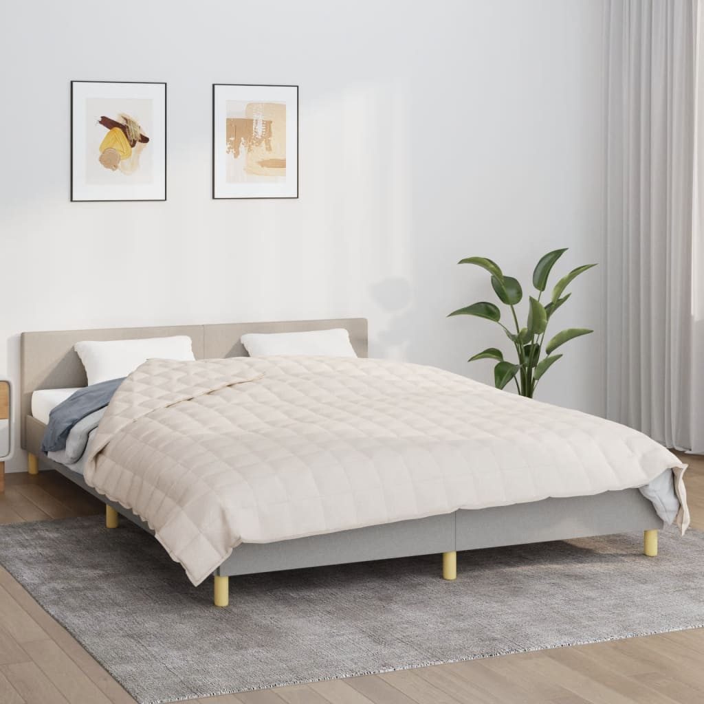 vidaXL Einziehdecke 200 x 200 cm Gewichtsdecke Hellcreme 200x200 cm 9 kg Stoff Therapie Be