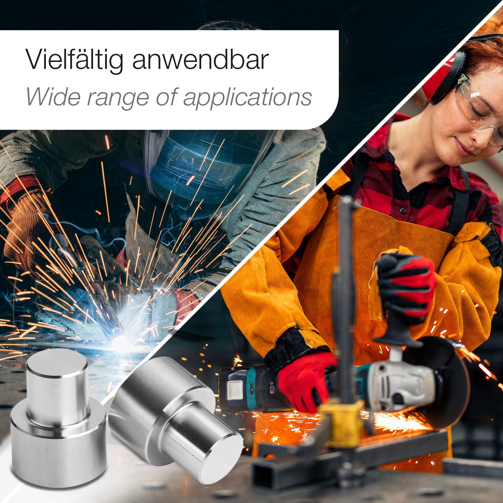 SO-TECH® Werkzeugeinsatz Anschlagbolzen Edelstahl SS304 für Schweißtische Lochplatten (5 St), Kopf-Ø: 25 mm / Zapfen- Ø: 16 mm / Zapfenlänge: 15 mm