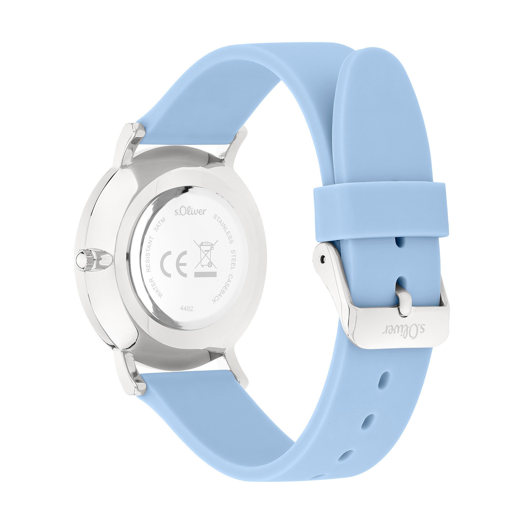 s.Oliver Quarzuhr Modern Statement SO-4482-PQ, Armbanduhr, Damenuhr, Silikonarmband, analog