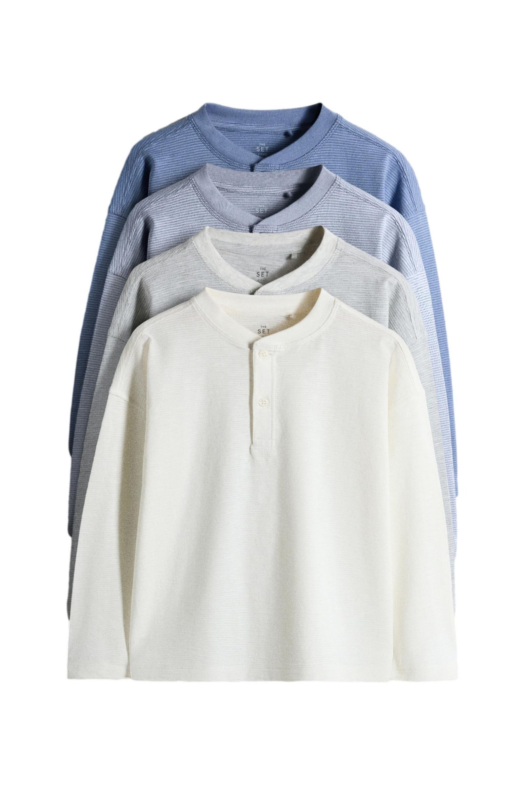 The Set T-Shirt The Set Henley-T-Shirts mit Streifenstruktur x 4 (4-tlg)