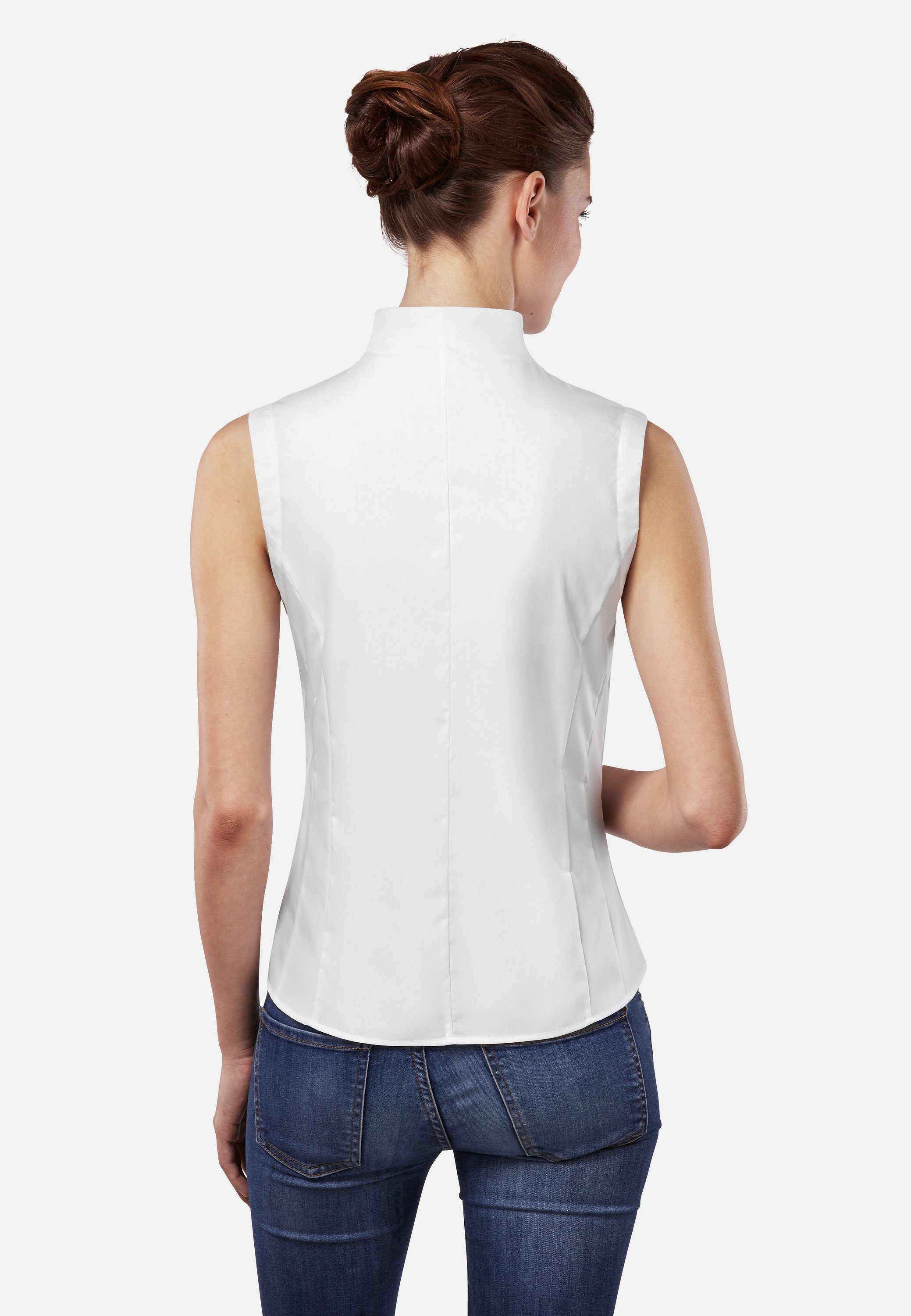 Vincenzo Boretti Klassische Bluse leicht tailliert Kelchkragen ärmellos günstig online kaufen