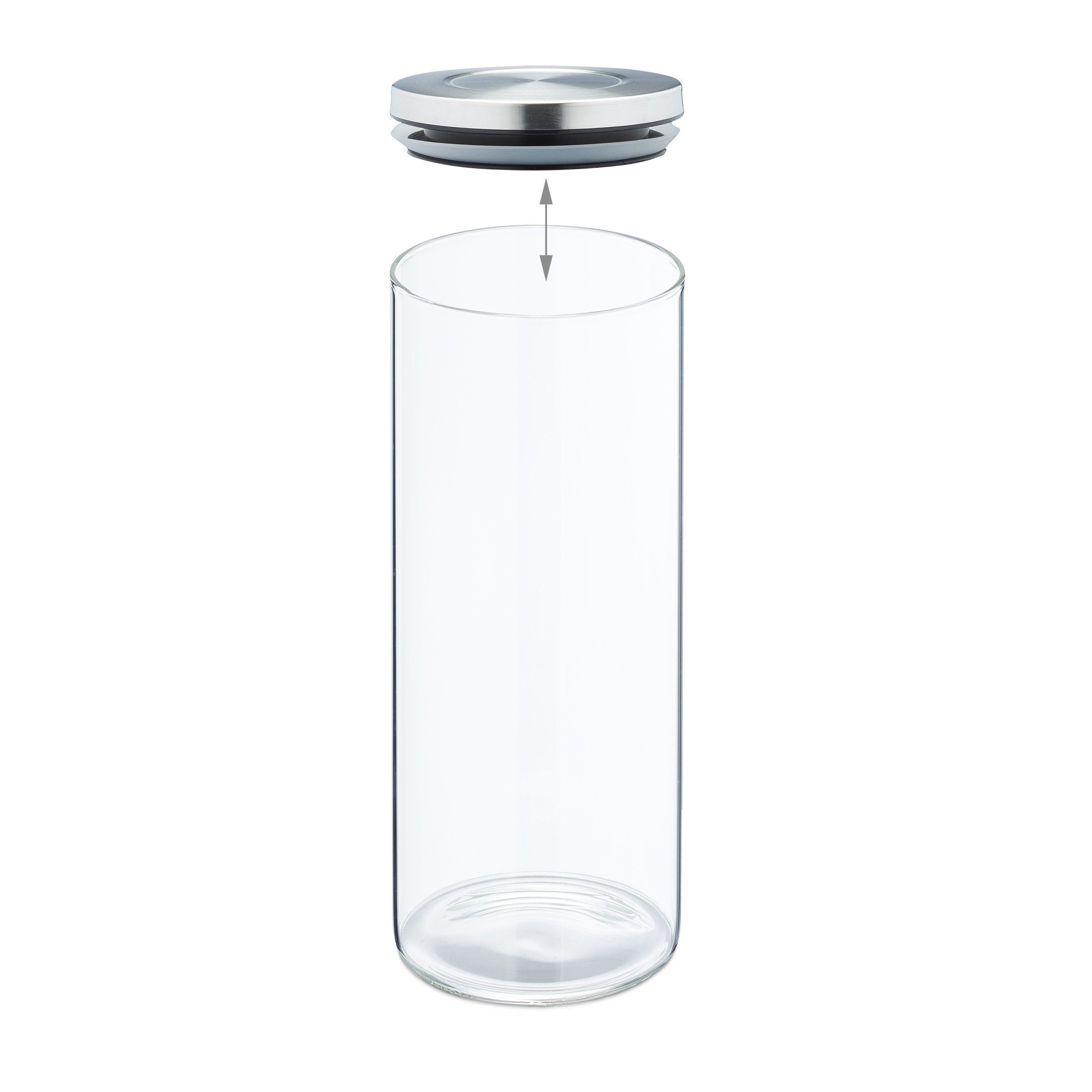 Vorratsglas relaxdays je Liter, Vorratsgläser Glas Set 4er 1,3