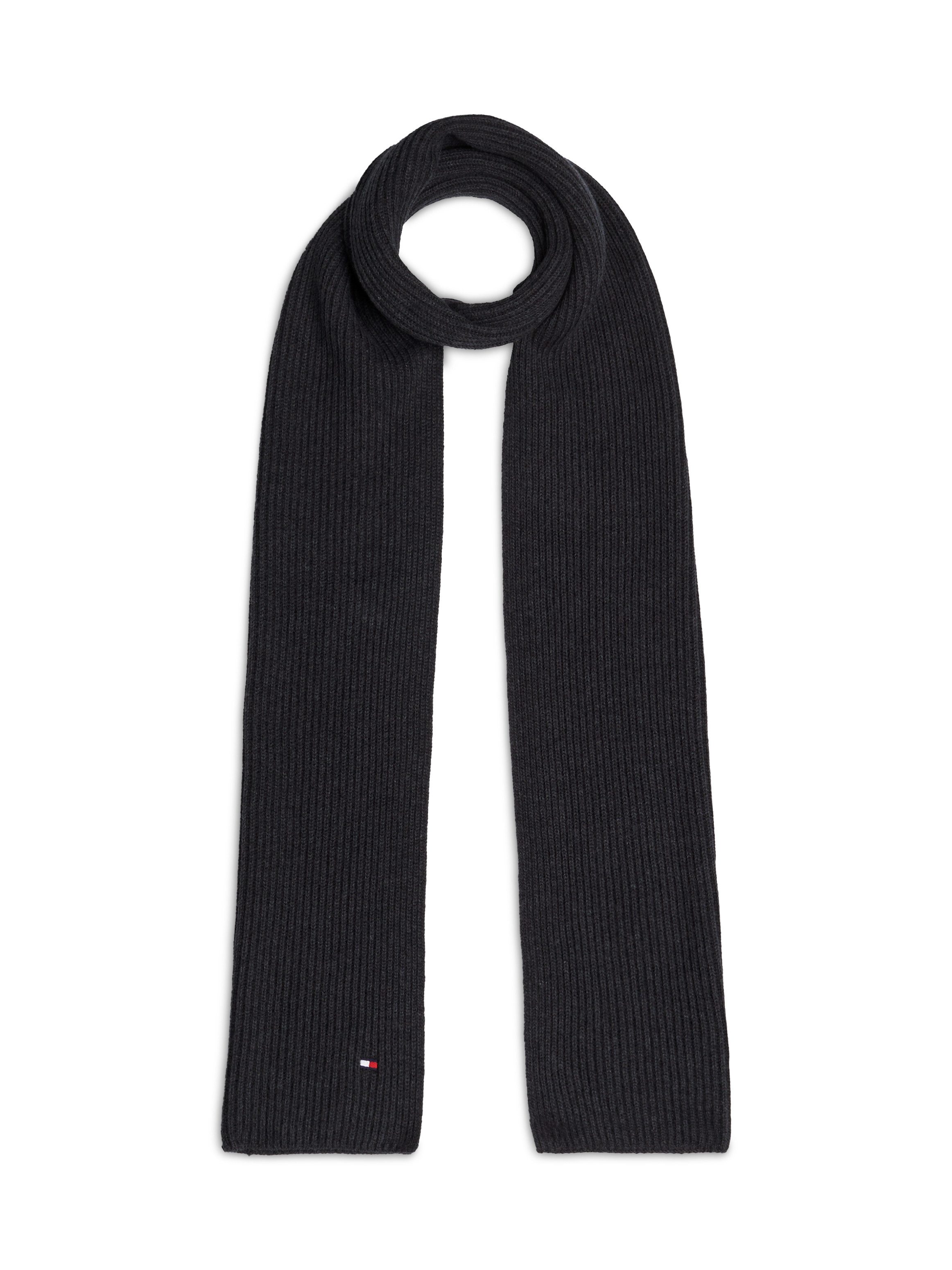 Tommy Hilfiger Strickschal TH FLAG PIMA COTTON CASH SCARF, mit Logostickerei, mit Kaschmiranteil Unisex