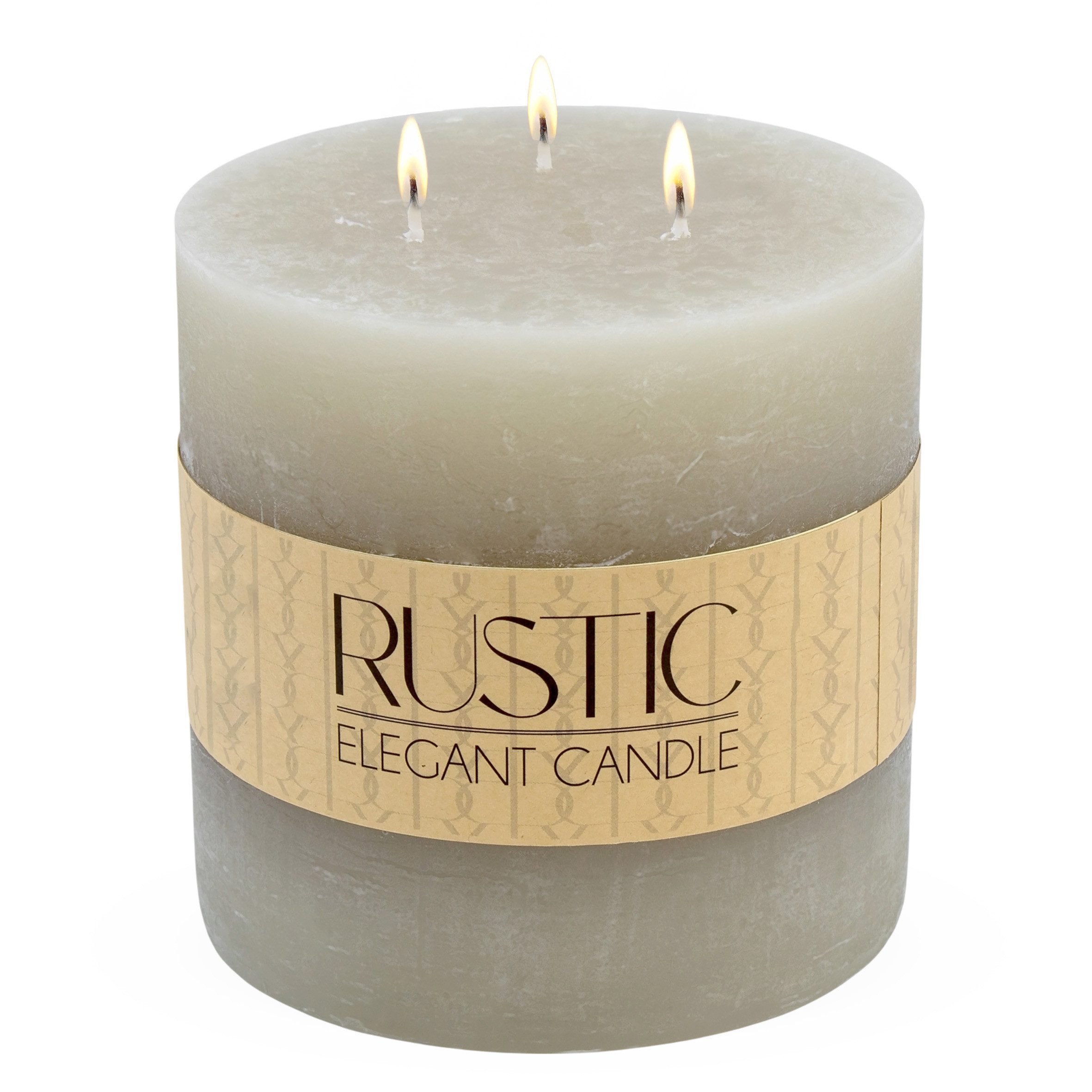 Spetebo Rustic-Kerze XL 3-Docht Kerze rund unparfümiert (Große Stumpen Kerz günstig online kaufen