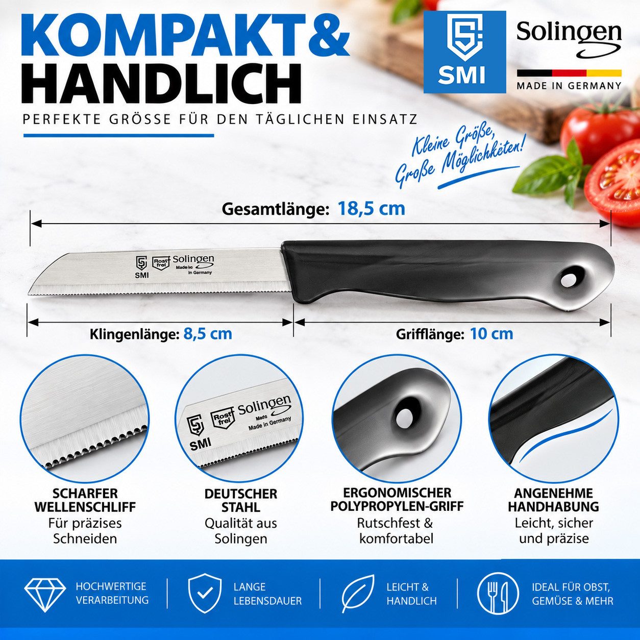 SMI Obstmesser 12-tlg Solingen Gemüsemesser Schälmesser Wellenschliff Küchenmesser – Bild 5 von 5