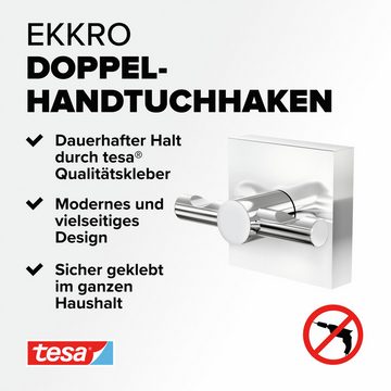 tesa Handtuchhalter 1 x EKKRO Garderobenhaken, chrom - silber glänzend - 6,3 cm : 5 cm : 5 cm