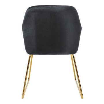 ML-DESIGN Stuhl Esszimmerstühle Sitzfläche aus Samt mit Metallgestell Polsterstuhl (2 St), 2x Wohnzimmerstühle Grau 57cmx60cmx82cm mit Gold Beine Sessel