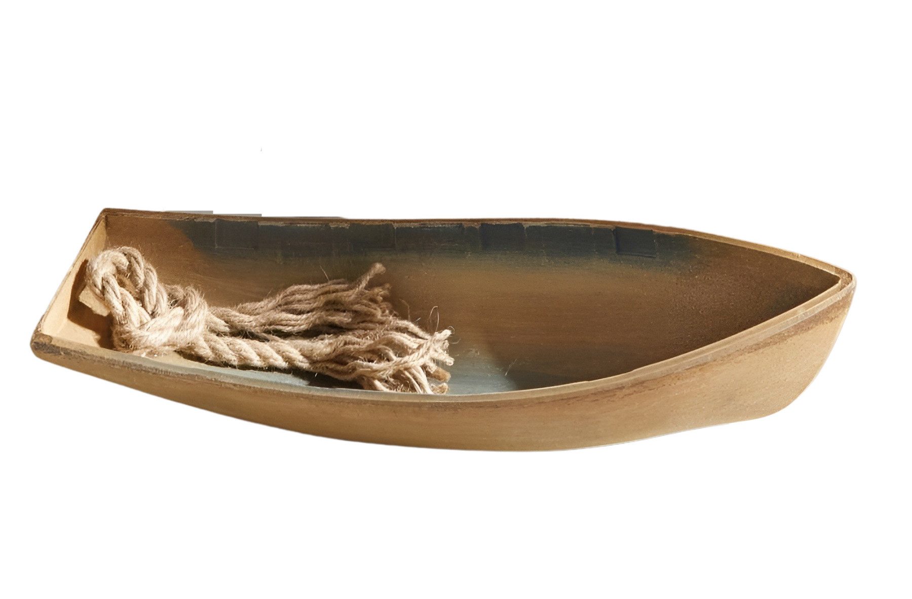 Dekoleidenschaft Dekofigur "Boot" MDF, Holzoptik im Shabby Look, 42 cm, Ruderboot, Fischerboot, Deko Figur maritim