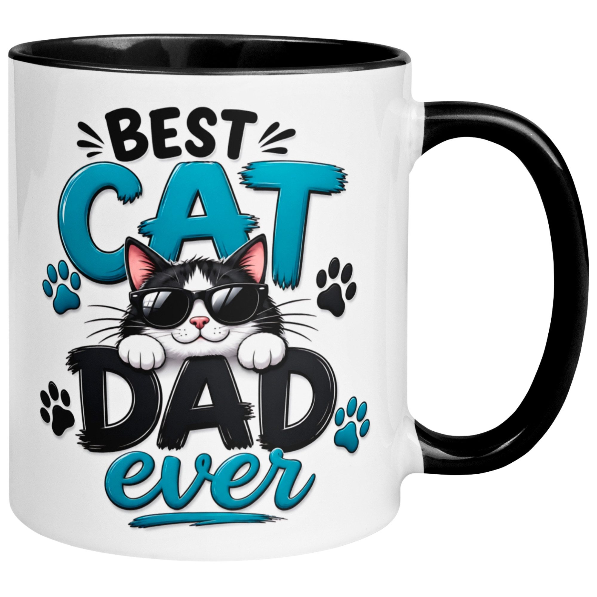 Momentals Tasse Katze – „Best Cat Dad ever“ – lustiges Katzen Geschenk für Katzenpapa, Gratis Versand · Links-&Rechtshänder · Spülmaschinenfest