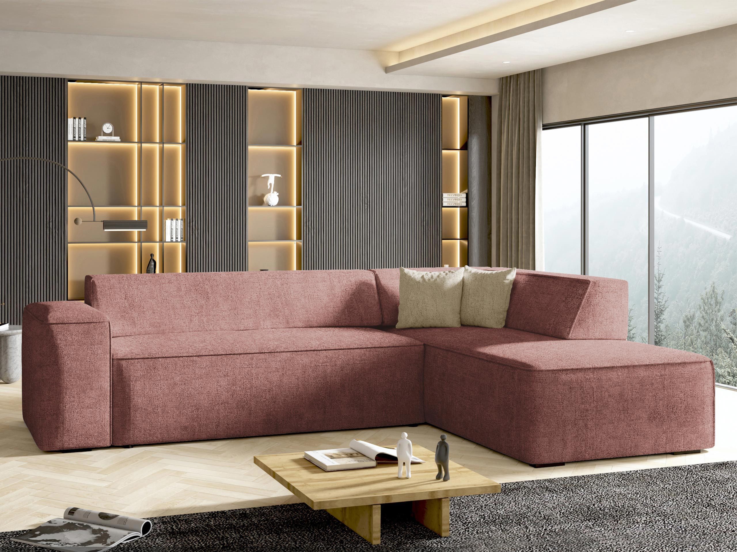 MIRJAN24 Ecksofa Lordin Premium, L-Form, Kissen-Set, Schwarze Füße, freier Seitenwahl