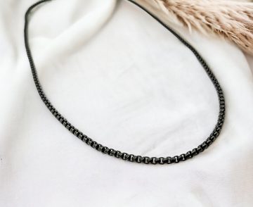 Ella Eisvogel Gliederkette Schwarze Veneziakette, Halskette aus Edelstahl, abriebsicher