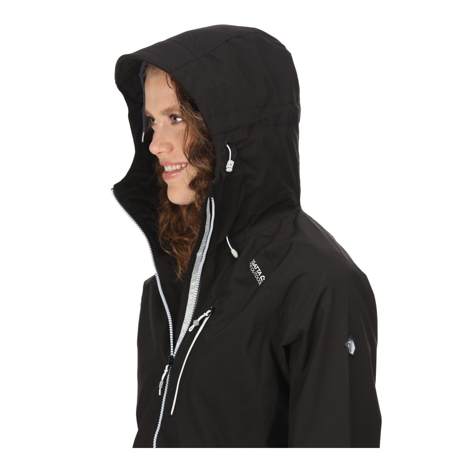 10.000mm Damen mit Schwarz Birchdale Regatta Kapuze Softshelljacke Wassersäule