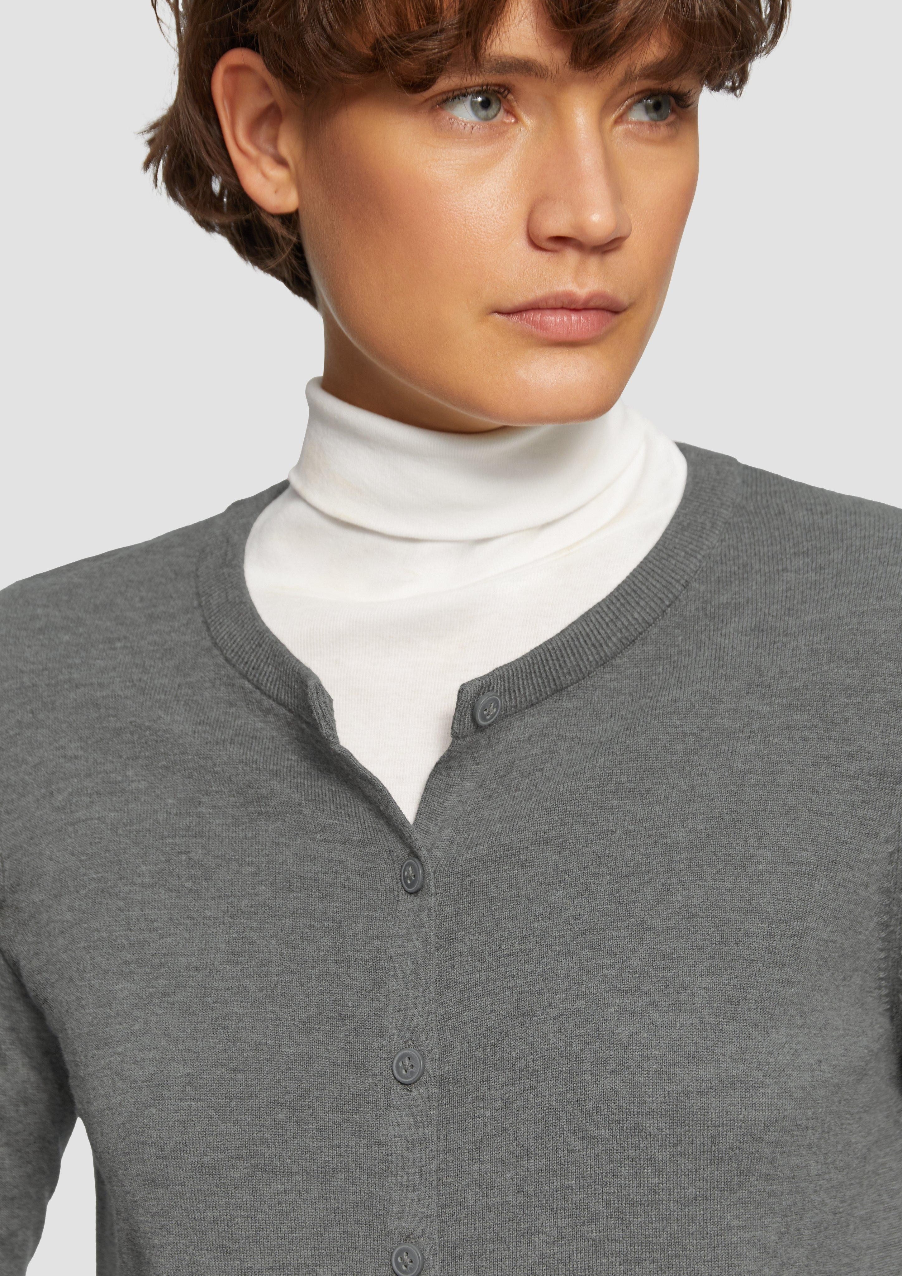 s.Oliver Strickjacke Rundhals-Strickjacke mit Knopfleiste Rippbündchen günstig online kaufen