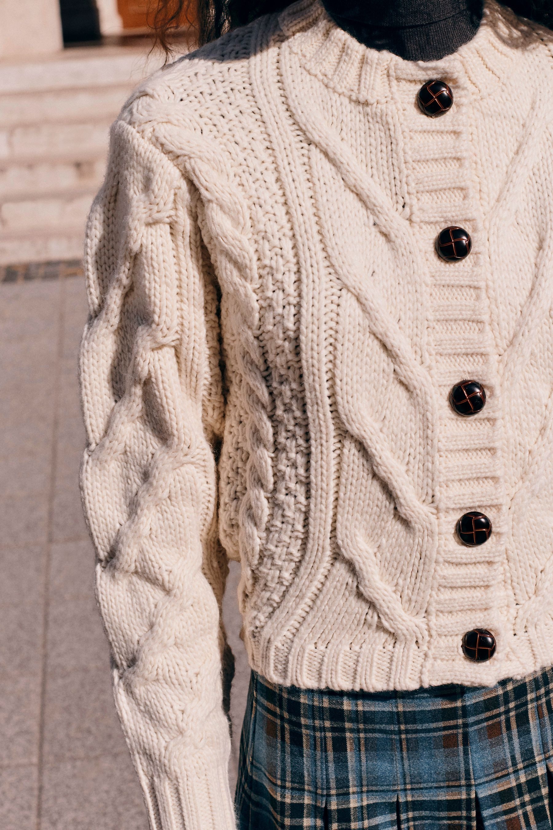 Next Strickjacke Grobstrickjacke mit Zopfmuster (1-tlg)