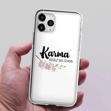 DeinDesign Handyhülle Karma regelt das schon, Apple iPhone 11 Pro Max Silikon Hülle Bumper Case Handy Schutzhülle