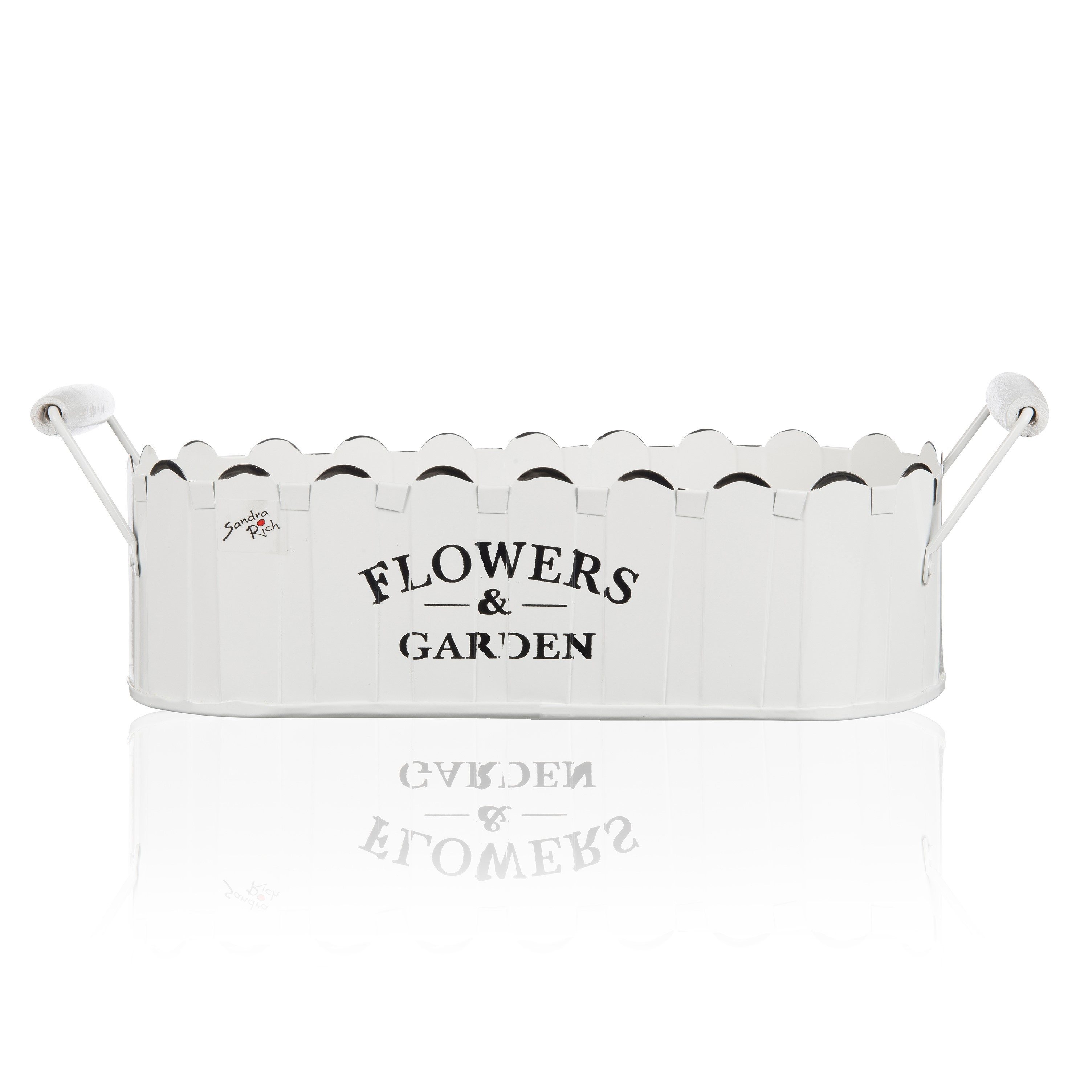 Sandra Rich Jardiniere FLOWERS & GARDEN Jardiniere Blumenkasten mit Griffen 32cm weiß