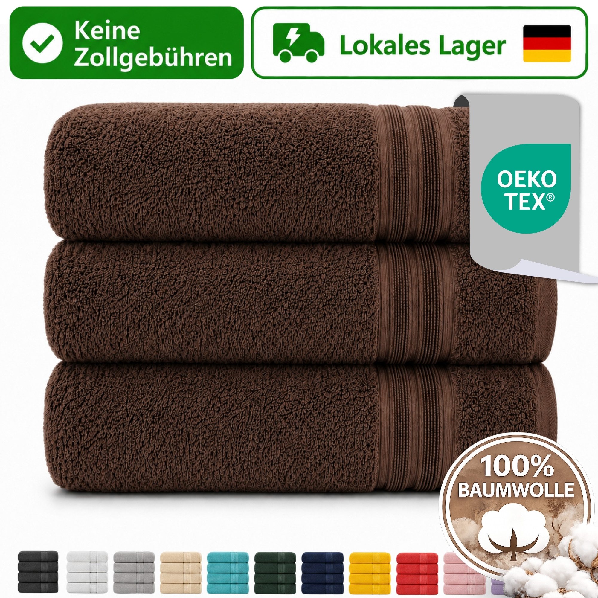Komfortec Handtuch Set 3er Set Handtücher 100% Baumwolle, weich & saugfähig, 4 Größen, Frottee (3-St)