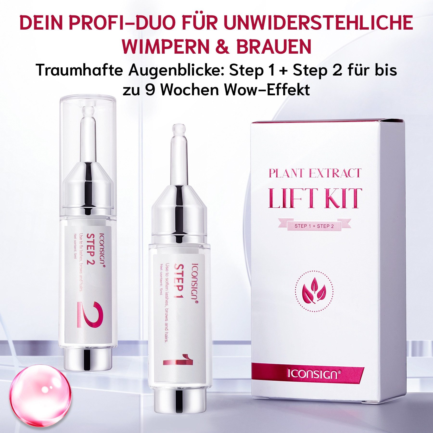 Iconsign Einzelwimpern Wimpernlifting Augenbrauenlifting Set Lash Lift Kit Pflanzenextrakt, Wimpernlifting,Augenbrauenlifting,Laminierung, Iconsign