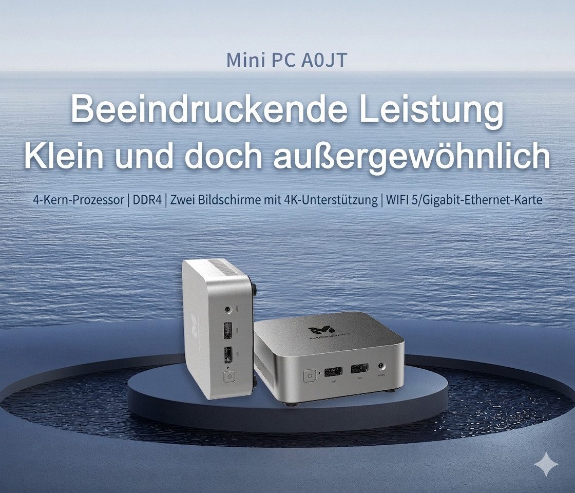 Blossom Mini PC Intel N150 windows 11 3,6 GHz 4C/4T 16GB RAM + 512GB SSD Mini-PC (Intel, 512 GB SSD, bis zu 3,6GHz BT4.2, WiFi 5, USB2.0 Intel UHD Graphics Mini-PC-Desktop)