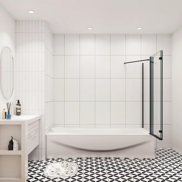 duschspa Badewannenaufsatz 6mm ESG Faltwand mit Seitenwand Duschtrennwand Duschkabine, Einscheibensicherheitsglas, Sicherheitsglas, (Set), Glas, Nano Glas