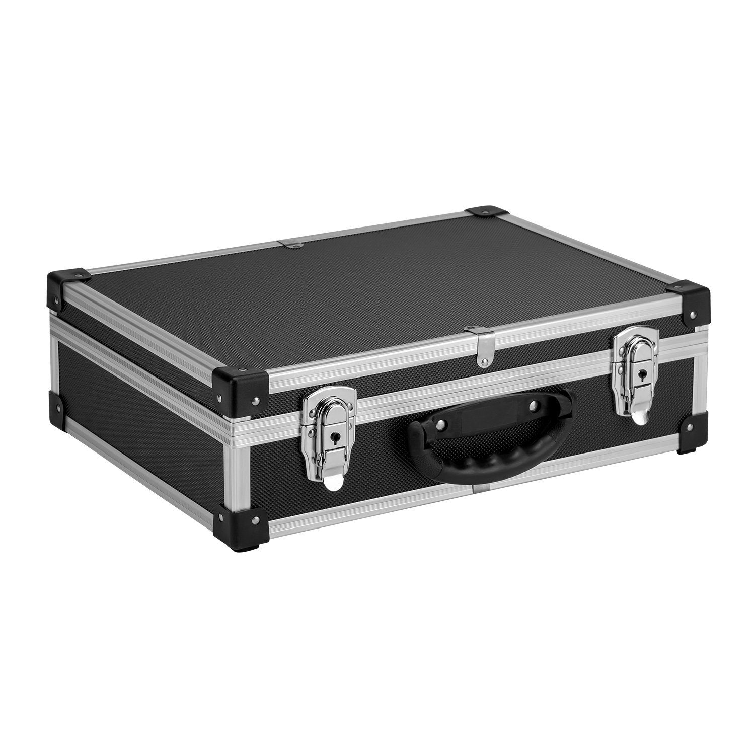 Alukoffer Set 2x Aluminiumkiste Werkzeugkiste Lagerbox schwarz Tragegurt 