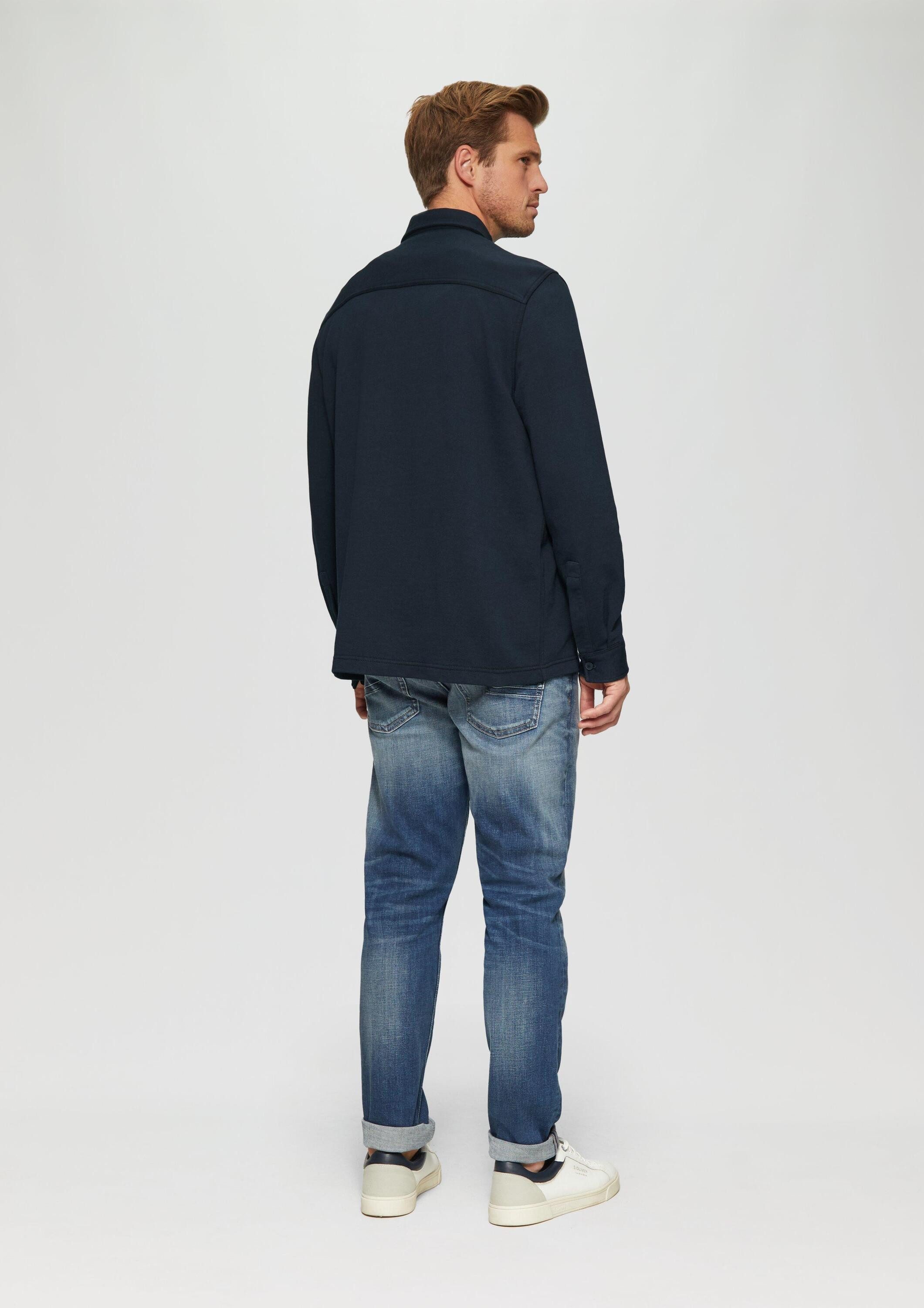 s.Oliver Langarmhemd Hemd Lässiges Overshirt aus Sweat, 360° Circular Vision