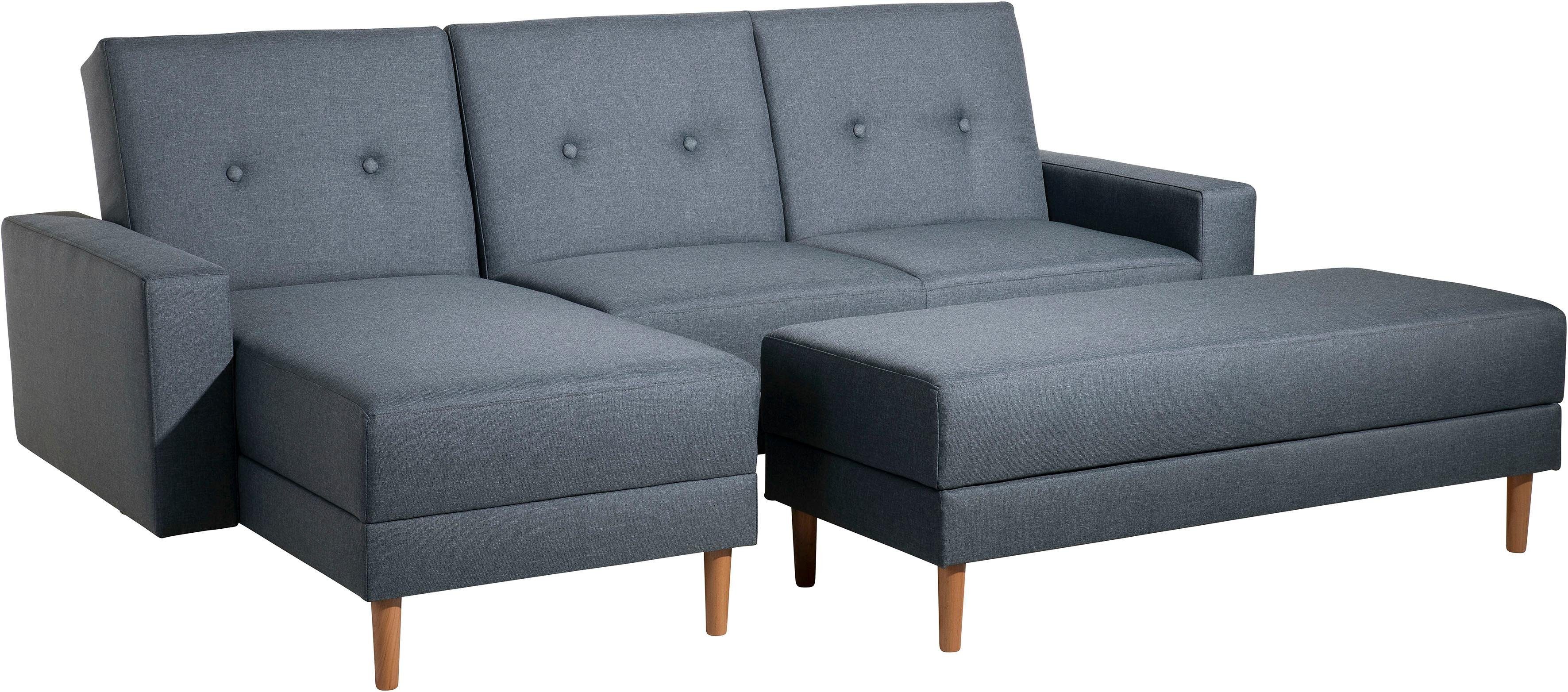 Winzer® mit Stauraumhocker Schlafsofa Ecksofa Just Recamiere, Chill, Rückenverstellung, inklusive Max