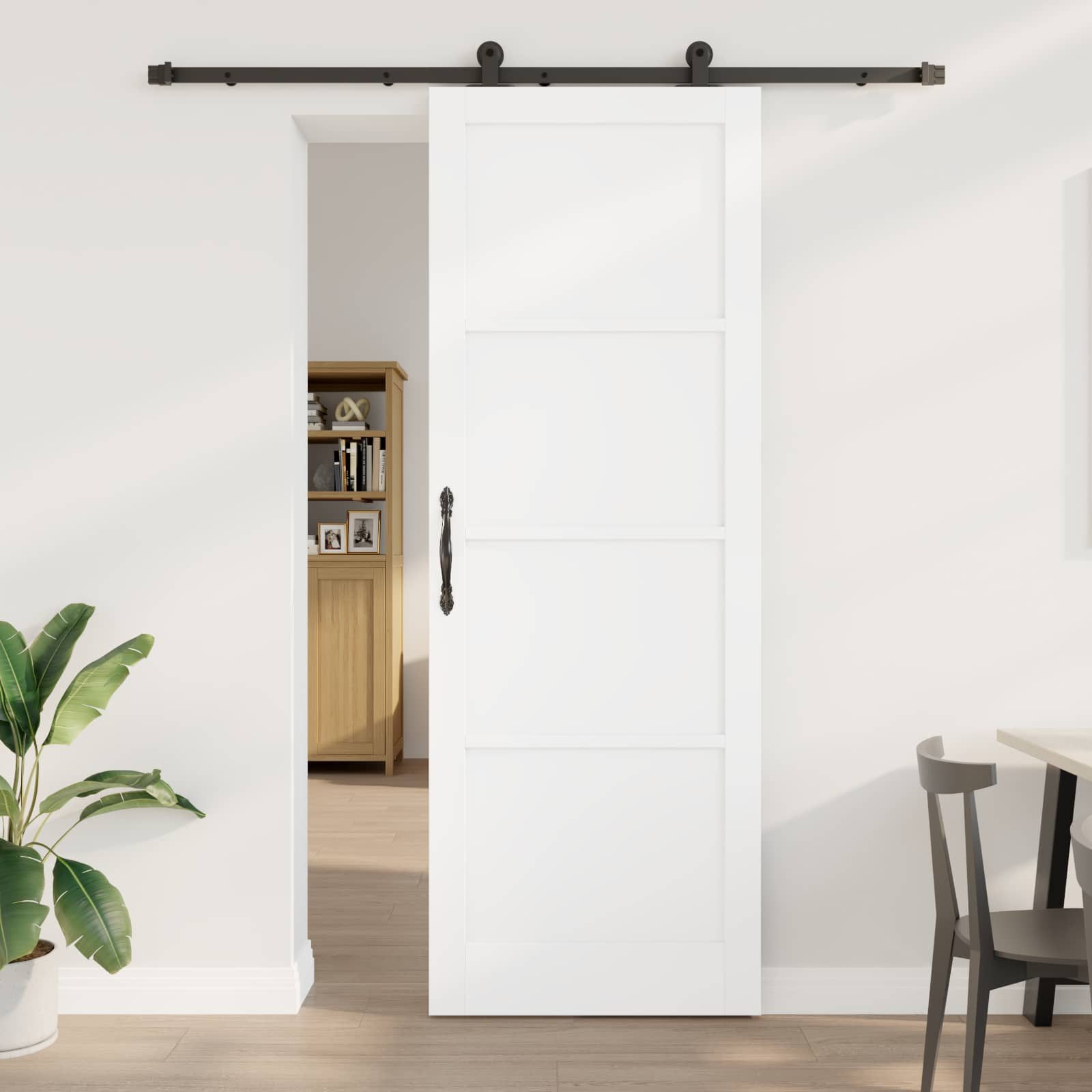 vidaXL Haustür Schiebetür Weiß und Schwarz 83 x 232 cm Massives Kiefernholz (1-St)