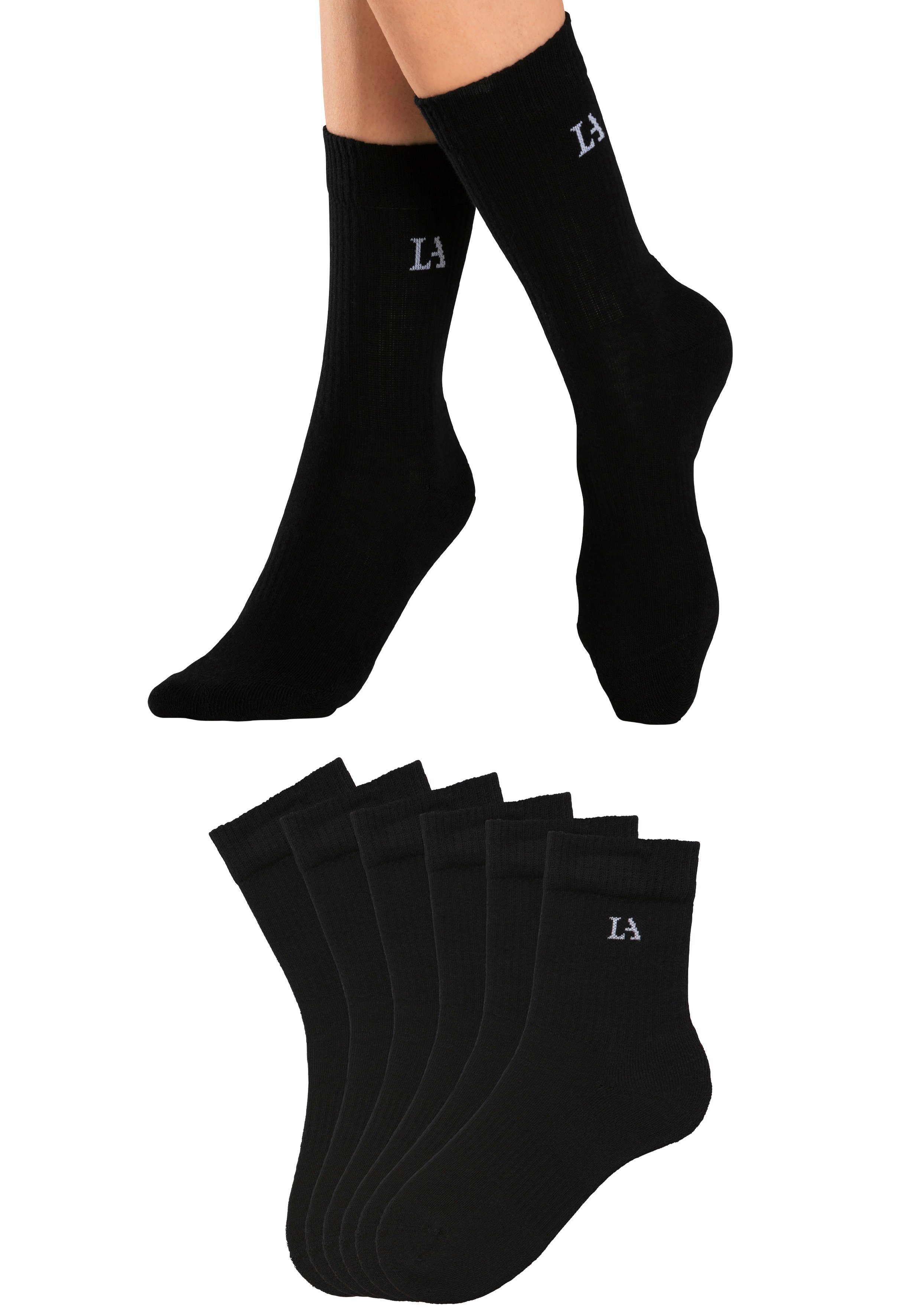 LASCANA ACTIVE Tennissocken Sportsocken Damen, Laufsocken, Wandersocken (Packung, 6-Paar, Crew Socken) mit Baumwoll Frottee