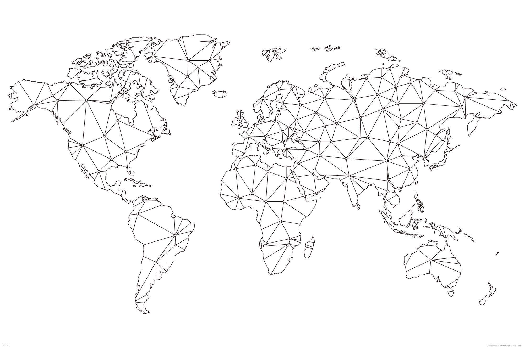 Poster Landkarten - Poster - Weltkarte - Gittermodell Polygon