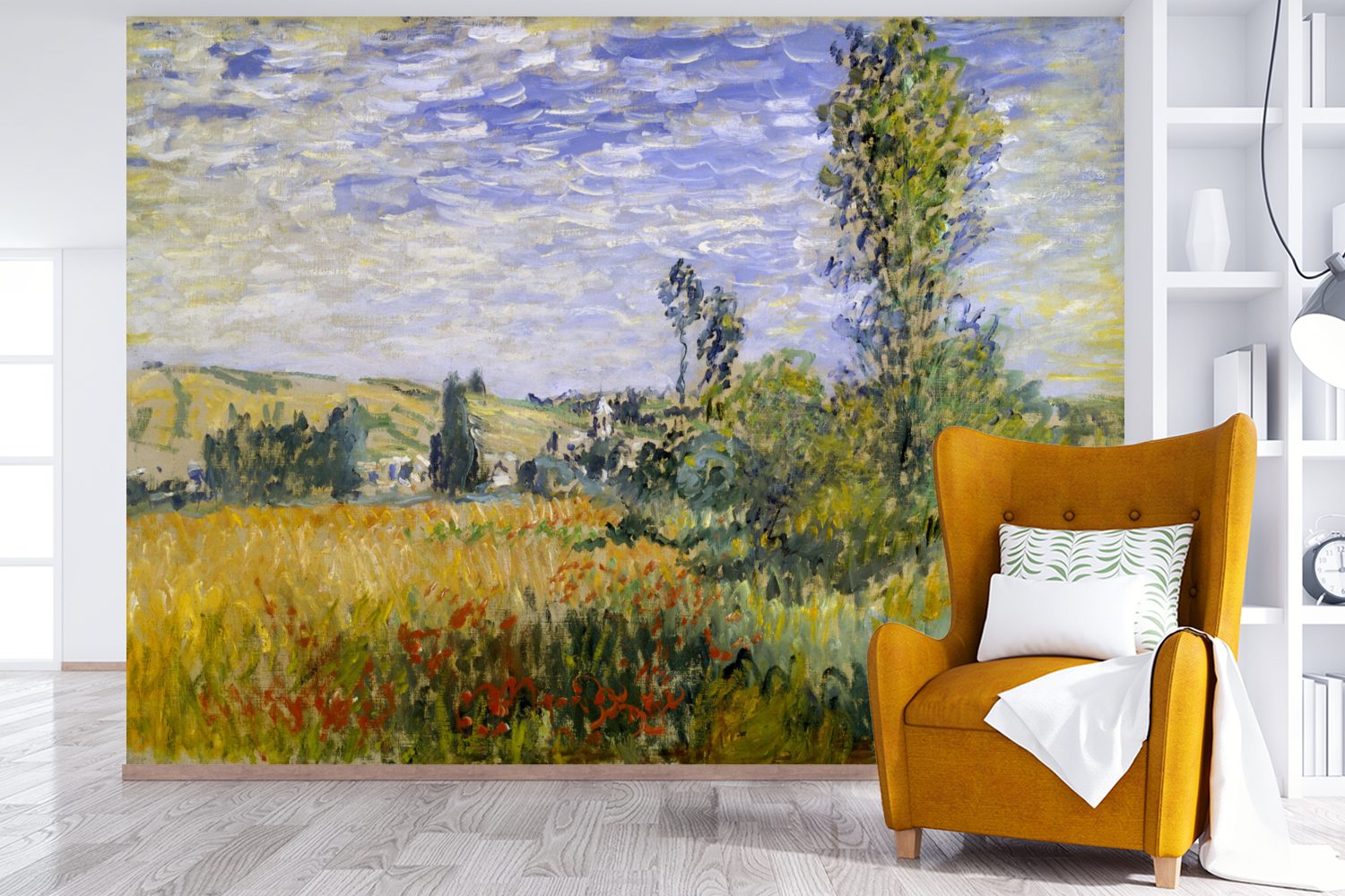 MuchoWow (6 Wallpaper Tapete Wohnzimmer, von - bei Kinderzimmer, Claude bedruckt, Landschaft Monet, Fototapete Vetheuil Gemälde Schlafzimmer, Vinyl St), Matt, für