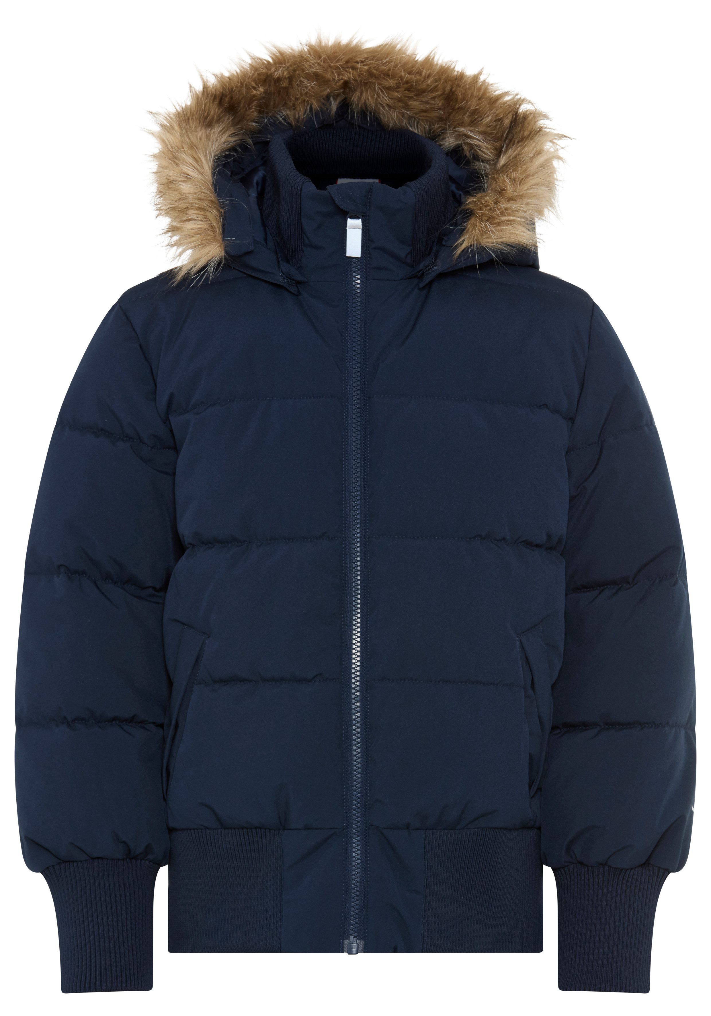 KangaROOS Outdoorjacke Winterjacke mit Fellkragen und reflektierenden KangaROOS Logo-Print Warme Jacke mit breitem Ripp-Bund, Kapuzenfütterung – Bild 5 von 5